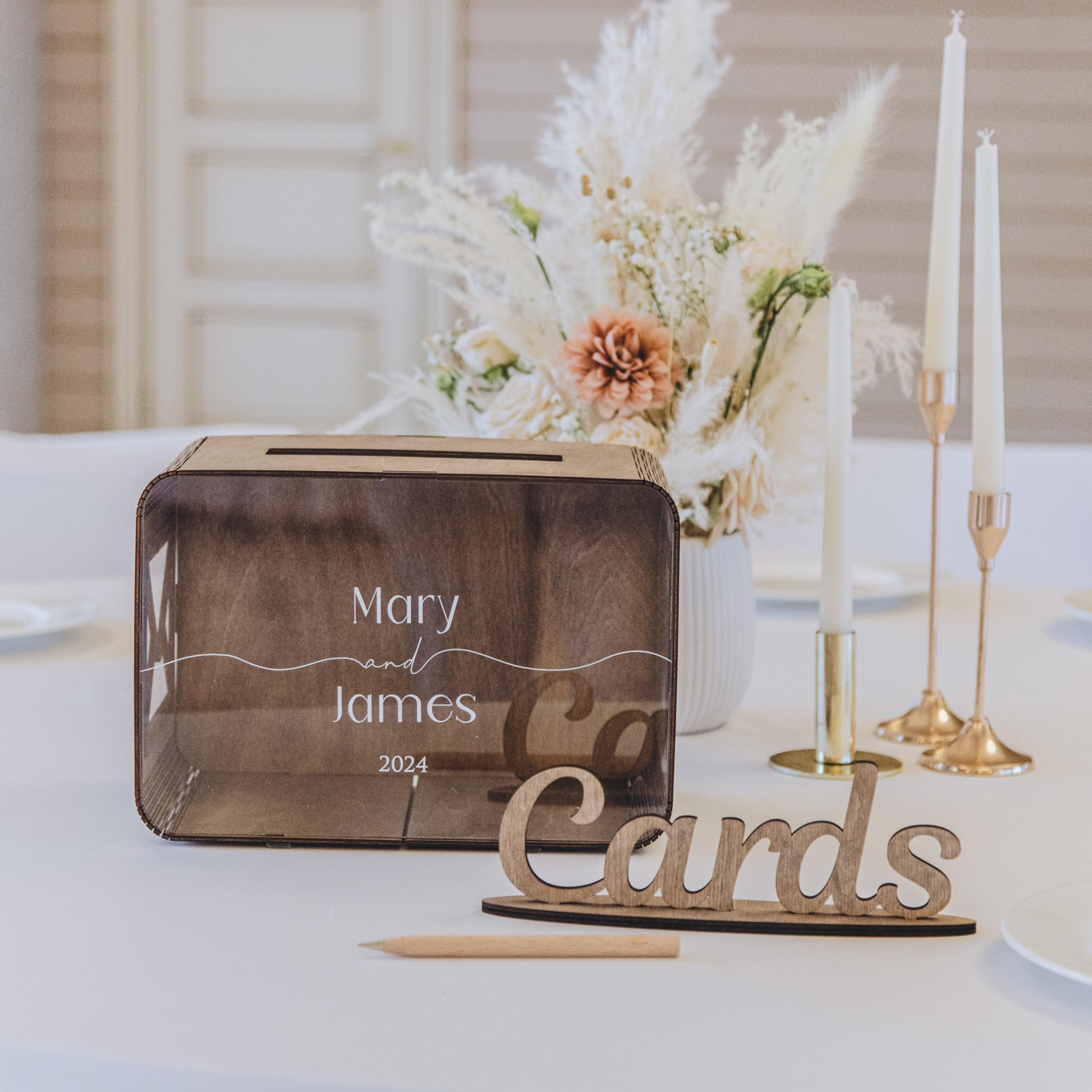 Personalized Wooden Wedding Keepsake Box - Elegant Card Holder for Wedding Ceremony, Guestbook Alternative & Memory Cards Reception Centerpiece - Perfect for Bridal Shower, Anniversary and Special Occasions