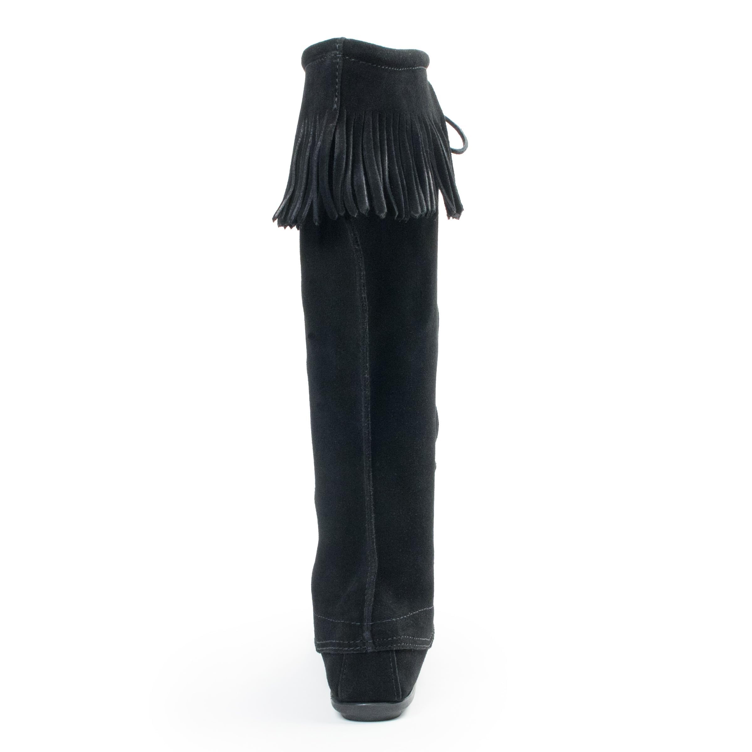 Minnetonka Women's Front Lace Knee High Boots - Genuine Leather Western Cowgirl Boots for Women | Perfect for Country Music Festivals & Fall Fashion
