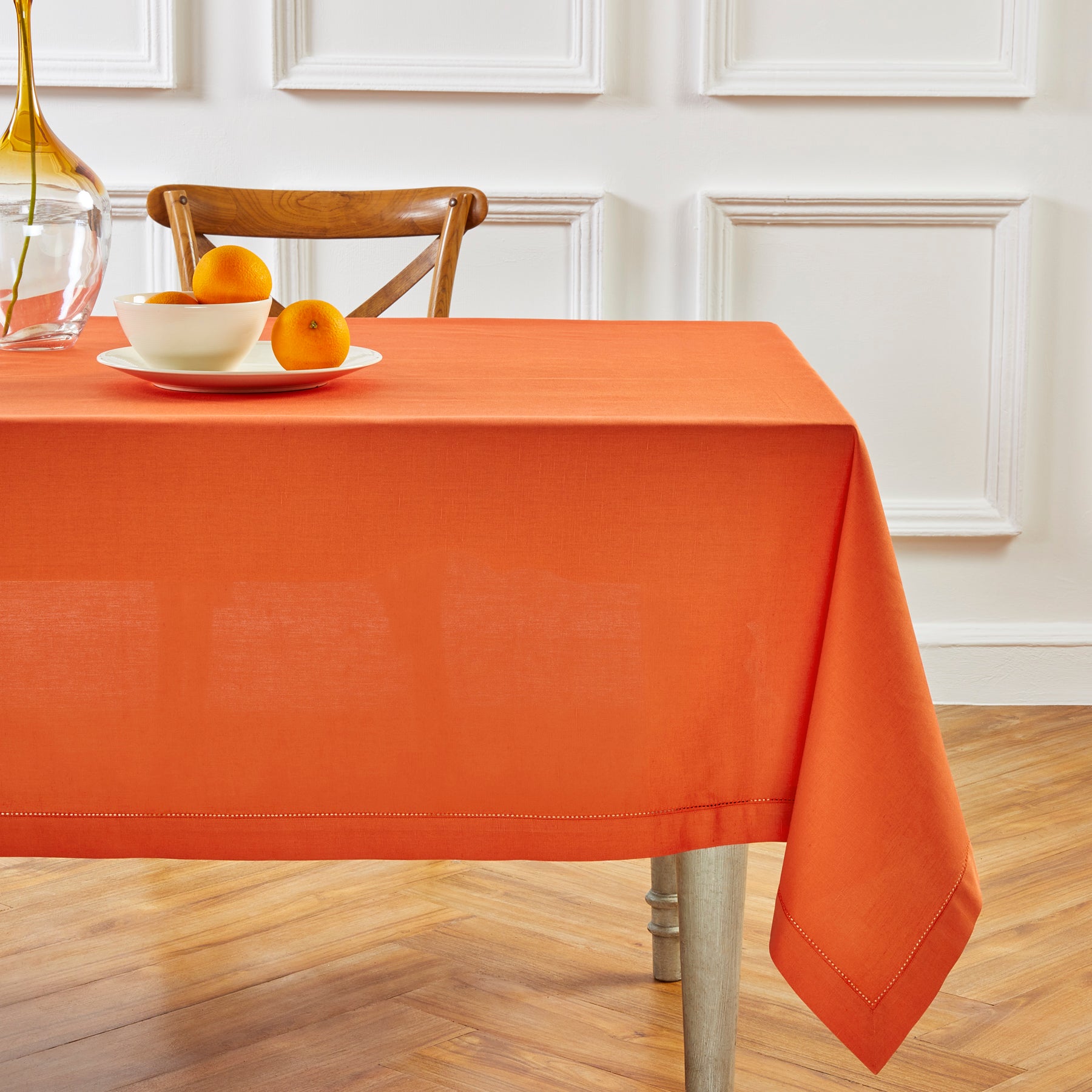 Premium Cotton Linen Hemstitch Tablecloth - Elegant Dining Table Cover for Home Decor, Parties & Special Occasions