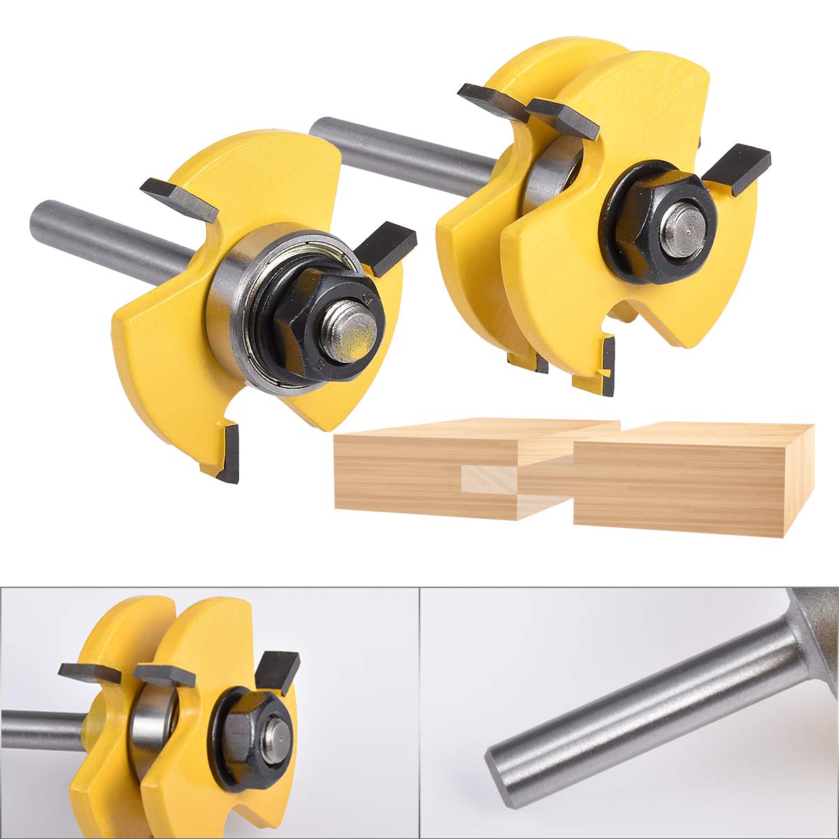 2PCS Tongue and Groove Router Bit Set - 1/2