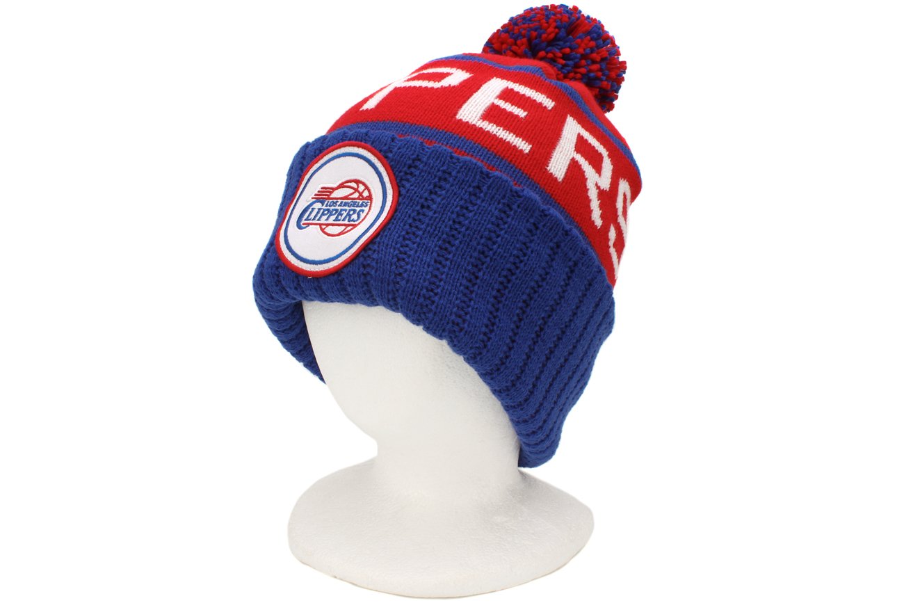Mitchell & Ness Los Angeles Clippers Vintage Cuffed Pom Knit Beanie Hat for Men & Women - NBA Basketball Team Winter Warm Hat for Outdoor Sports & Casual Wear