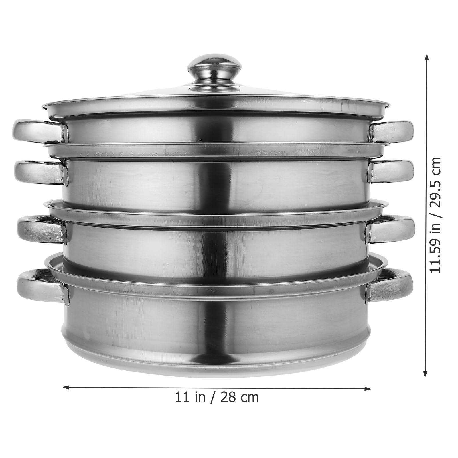 4-Tier Stainless Steel Steamer Pot for Cooking Vegetables, Tamales, Dumplings & Eggs – 11