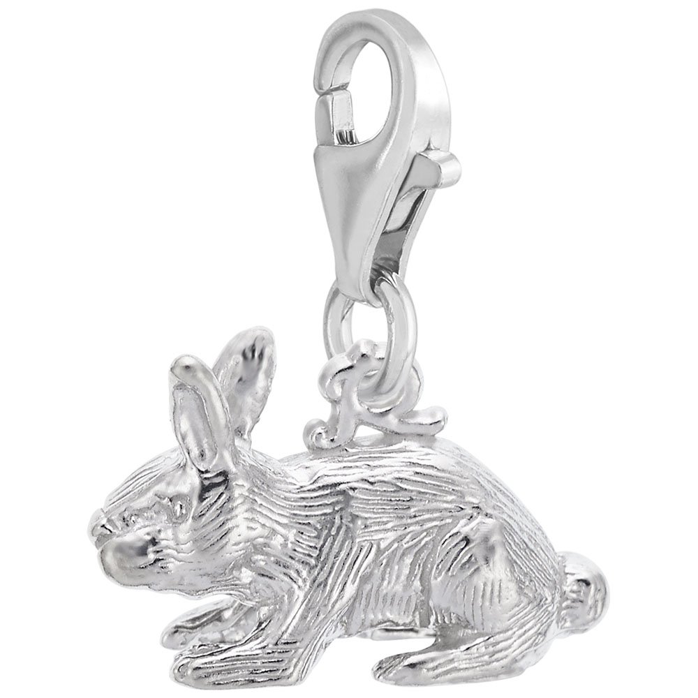 Rabbit Charm Pendant with Lobster Claw Clasp - Sterling Silver Jewelry Charm for Bracelets & Necklaces - Perfect for DIY Jewelry Making, Gifts, and Everyday Wear