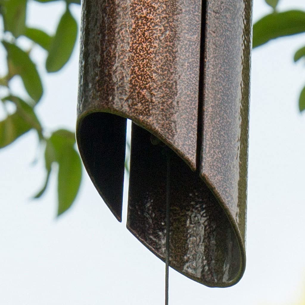 Handmade Cast Iron Cylindrical Wind Chimes - Outdoor Meditation Wind Bell for Courtyard, Eaves & Garden Decor | Soothing Bronze Pendant Chime for Relaxation & Zen Atmosphere