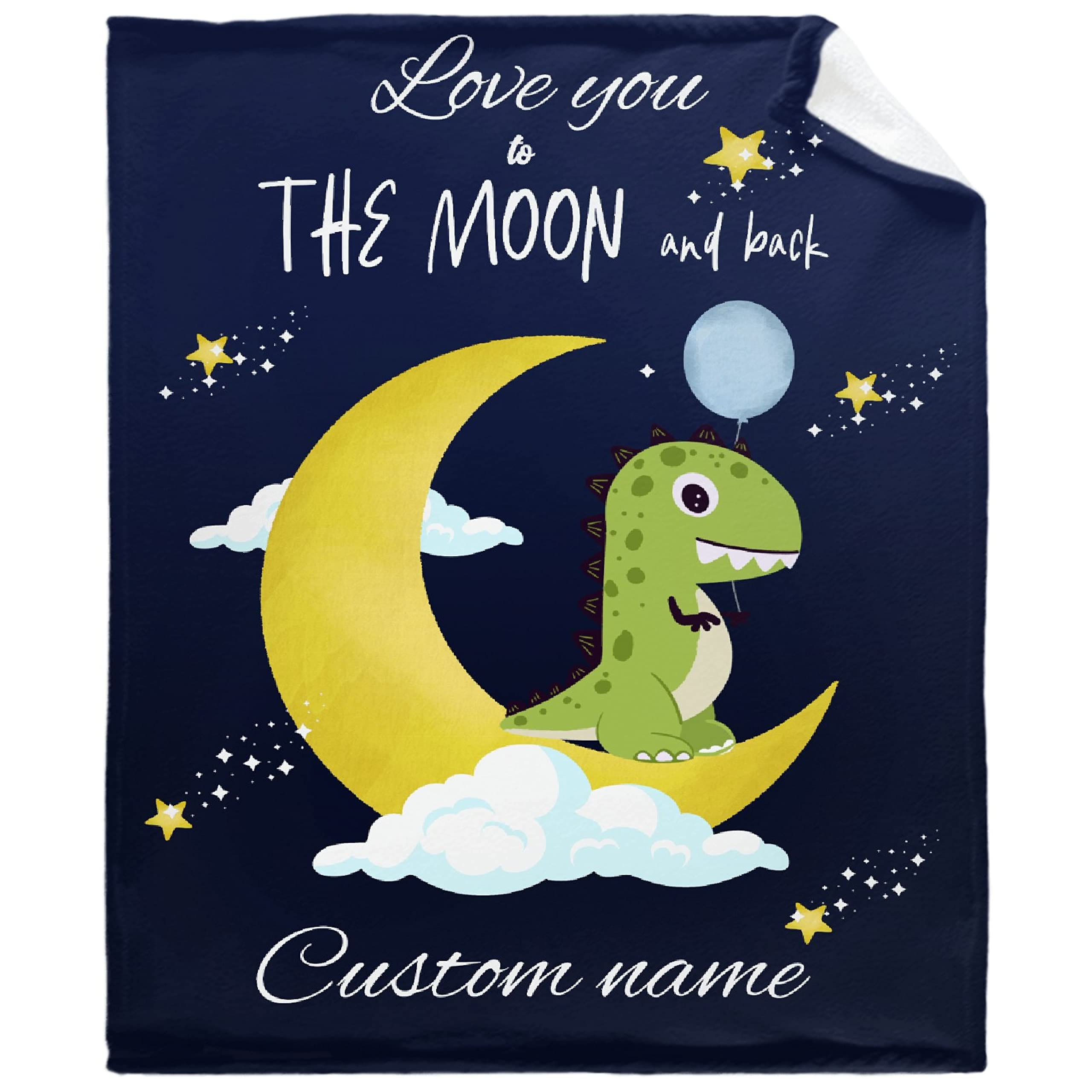 Personalized Dinosaur Baby Blanket with Custom Name - Fleece Flannel Throw 