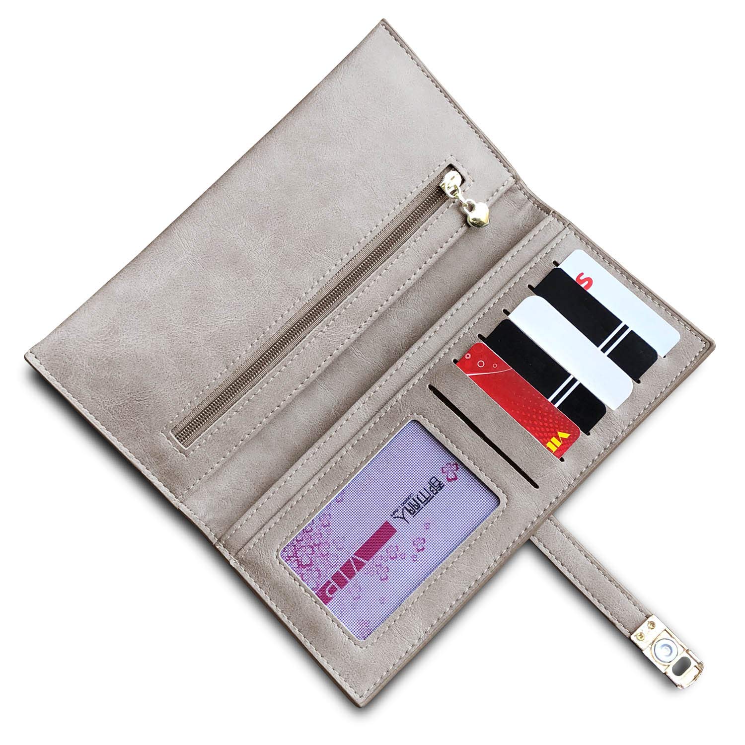 Slim RFID Leather Wallet for Women - Ultra Thin Bifold Billfold with Magnetic Closure, Large Card Holder & Coin Pocket (Grey) | Perfect for Everyday Use, Travel, and Minimalist Lifestyle