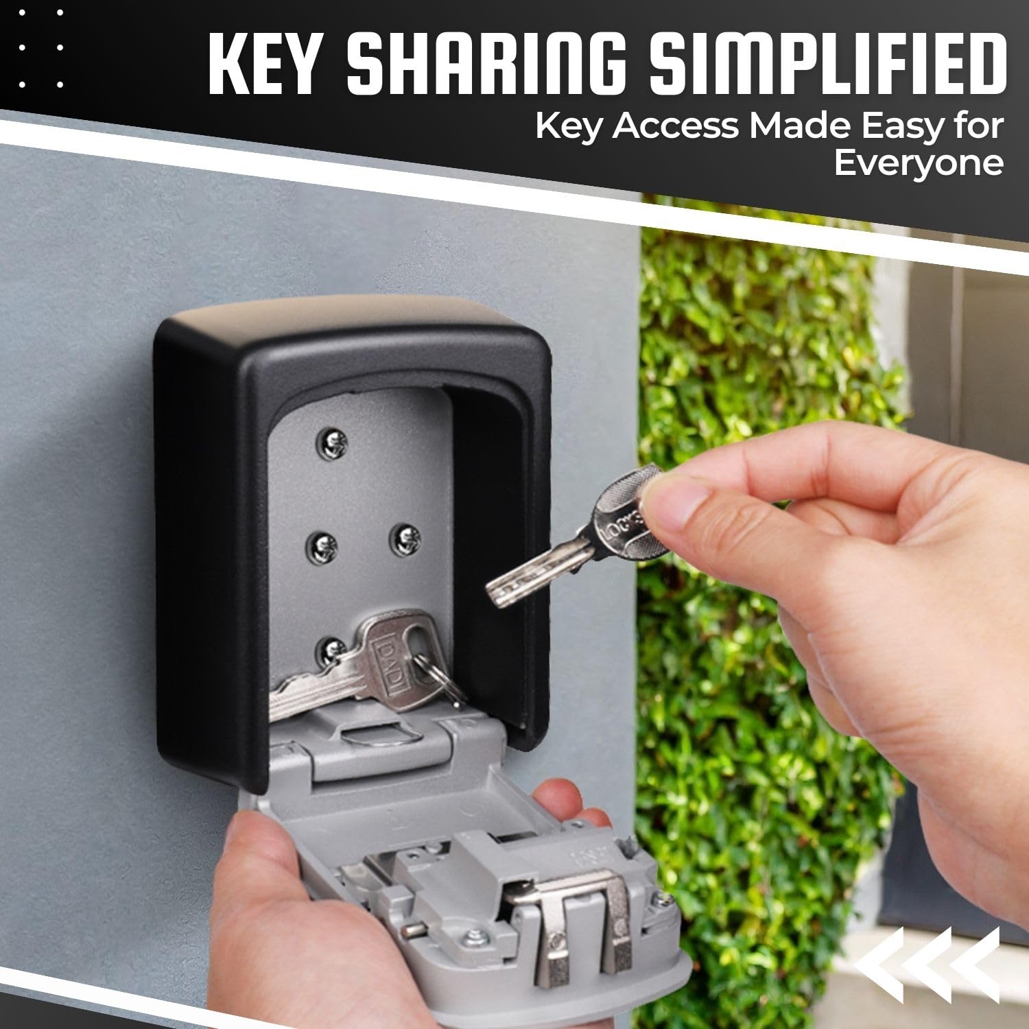 Flexzion Wall Mounted Key Lock Box - 4 Digit Combination Outdoor Key Safe with Weather & Rust Resistant Security for House, Door, Gate - Perfect for Vacation Rentals, Airbnb Hosts, and Property Management