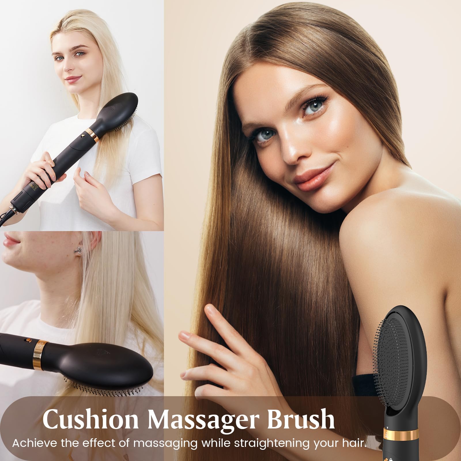 5 in 1 Air Styler - 110,000 RPM High-Speed Hair Dryer Brush with Auto-Wrap Curler, Cushion Massager Brush, Oval Brush & Diffuser | Professional Salon Styling at Home for Straightening, Volumizing & Curling Hair