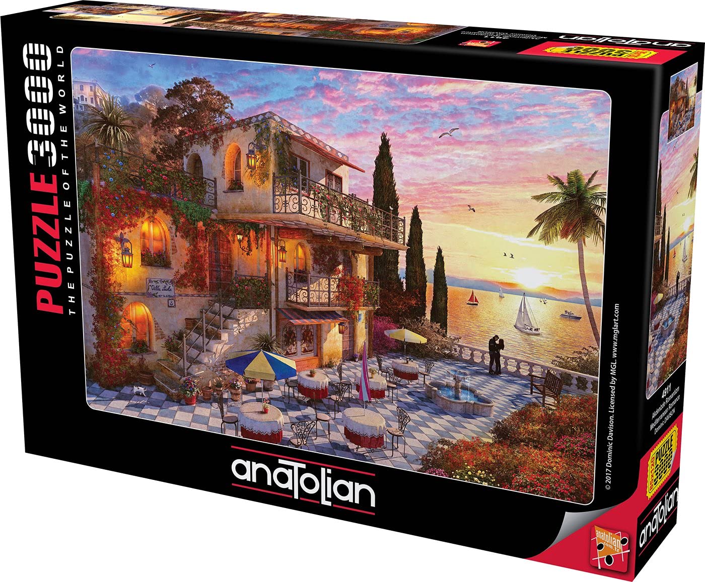 3000 Piece Jigsaw Puzzle - Anatolian Puzzle Mediterranean Romance #4911 | Challenging Adult Puzzle for Home Decor & Family Game Night