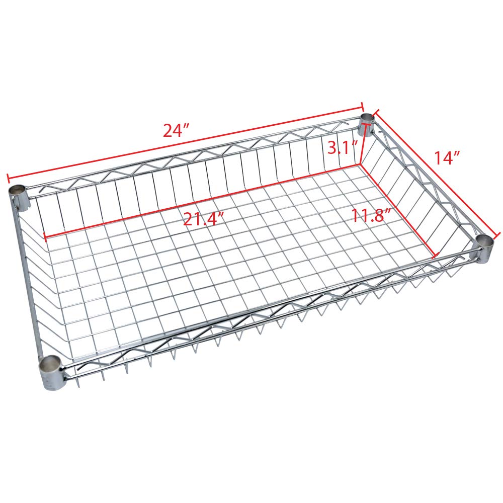 5-Tier Chrome Wire Shelving Unit with Baskets - 24