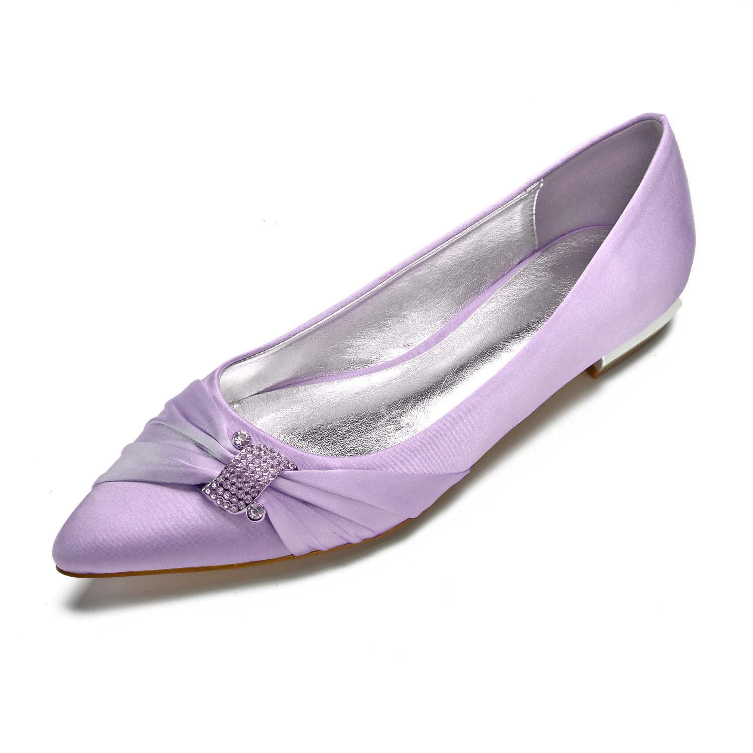 CCBubble Women's Satin Wedding Flats - Pointed Toe Slip On Formal Shoes for Prom, Evening Party & Bridal Occasions - Comfortable Dress Flats for Special Events