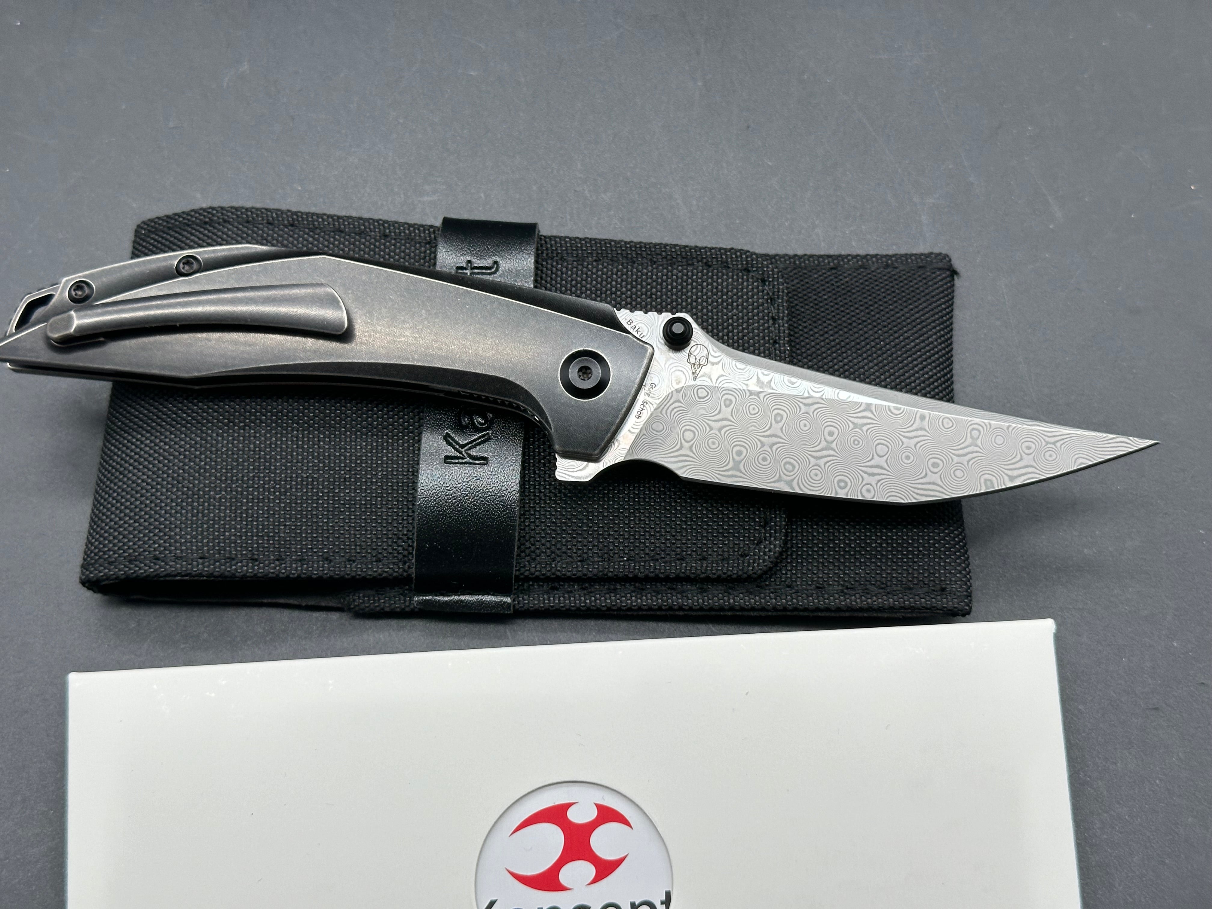 KANSEPT BAKU Titanium Handle Damascus Steel Folding Pocket Knife - EDC, Outdoor Camping & Survival Tool