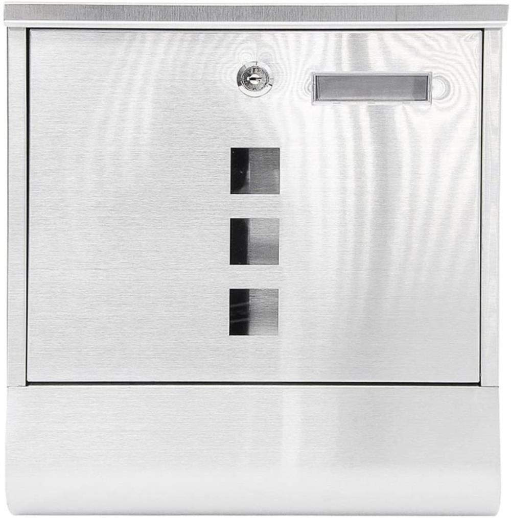 Stainless Steel Mailbox with Lock - Waterproof Outdoor Wall Mount Letter Box for Newspapers & Mail - Perfect for Homes, Apartments, and Offices