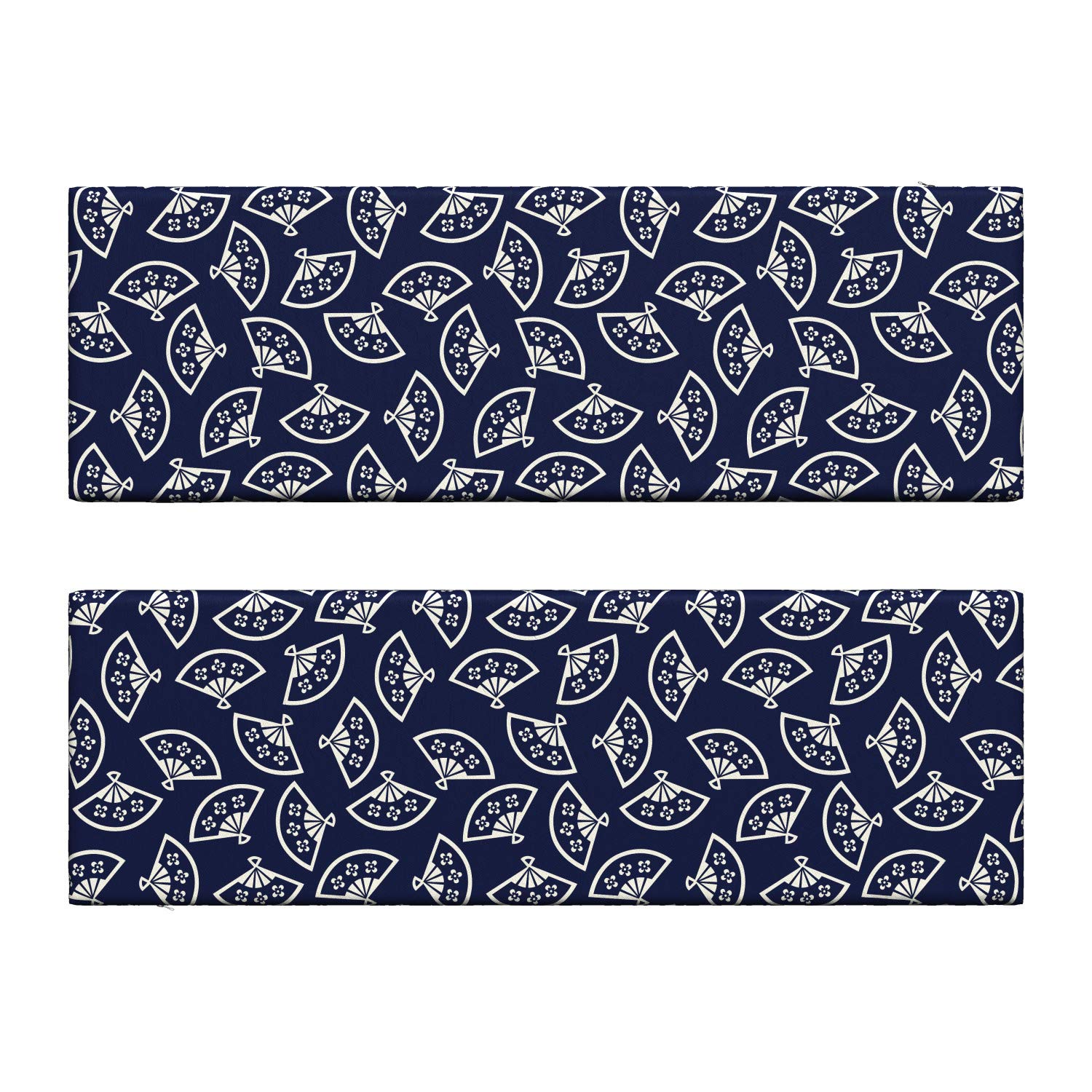 Ambesonne 2-Piece Geometric Bench Cushion Set - Hand Fan Pattern, Oriental Kimono Design, 45