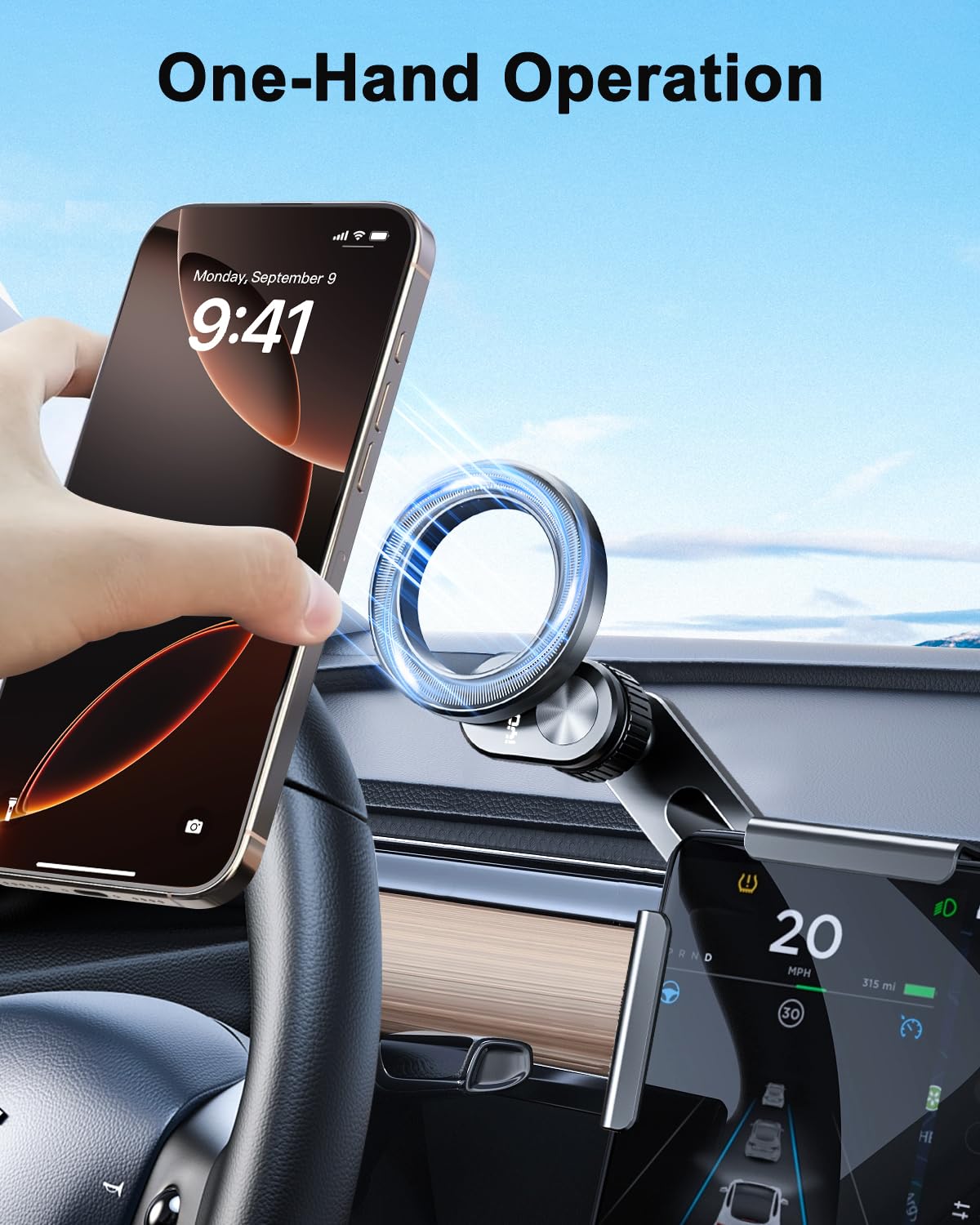 Magnetic Phone Mount for Tesla Model 3/Y/S/X/Cybertruck - No Glue Required MagSafe Car Dash Phone Holder - 2025 Tesla Accessories - Perfect for Hands-Free Navigation & Charging While Driving