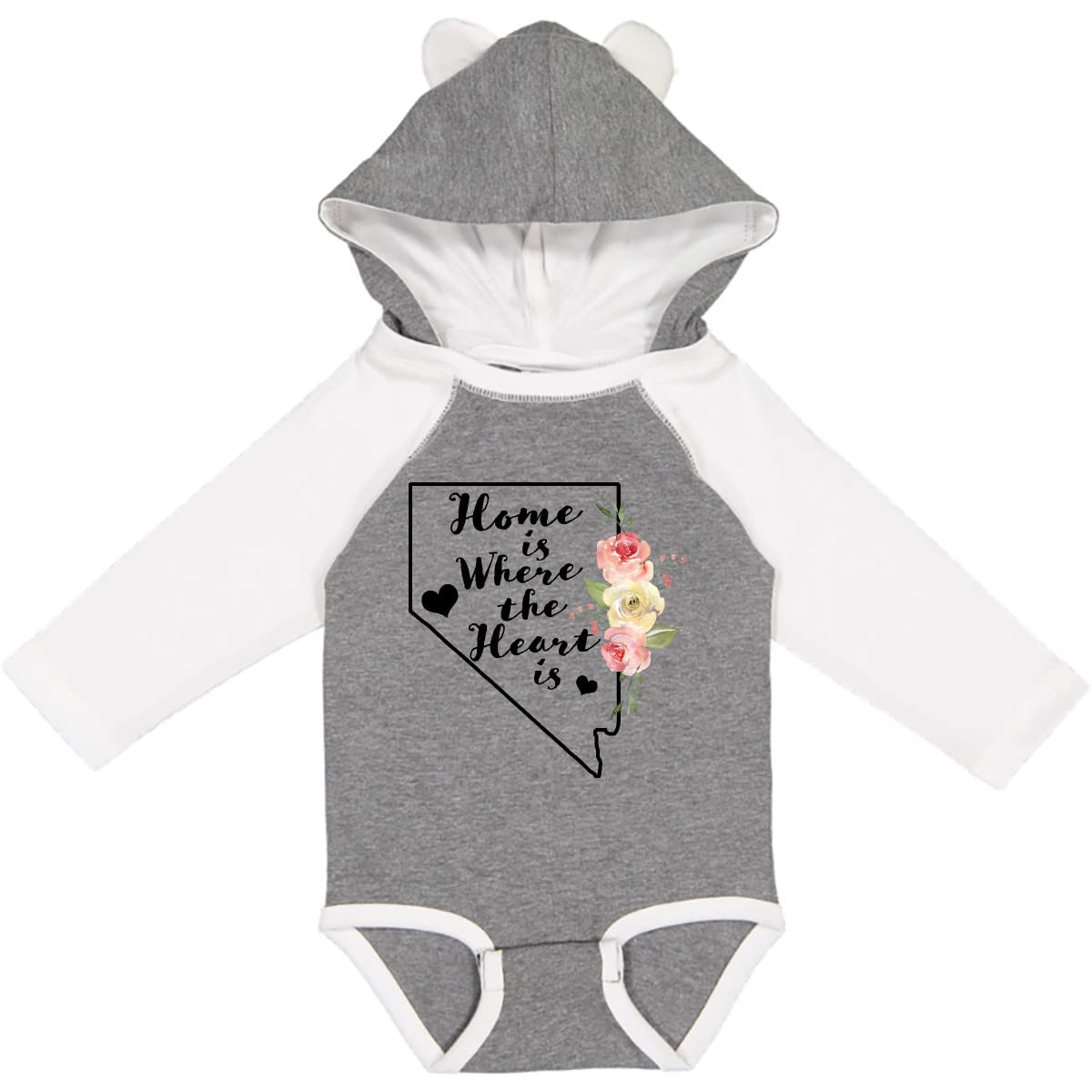 Inktastic Nevada Home is Where The Heart is Watercolor Long Sleeve Baby Bodysuit - Soft Cotton Onesie for Newborns & Infants, Perfect for Family Photos, Holidays & Everyday Wear