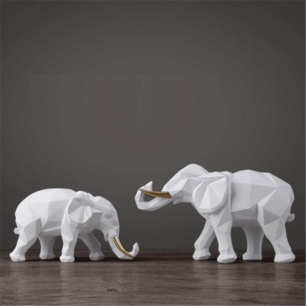 Nordic Modern Elephant Sculpture Set - 2Pcs Resin Elephant Statue for Home & Office Decor, Creative Animal Art for Desktop, Shelf, and Living Room Decoration