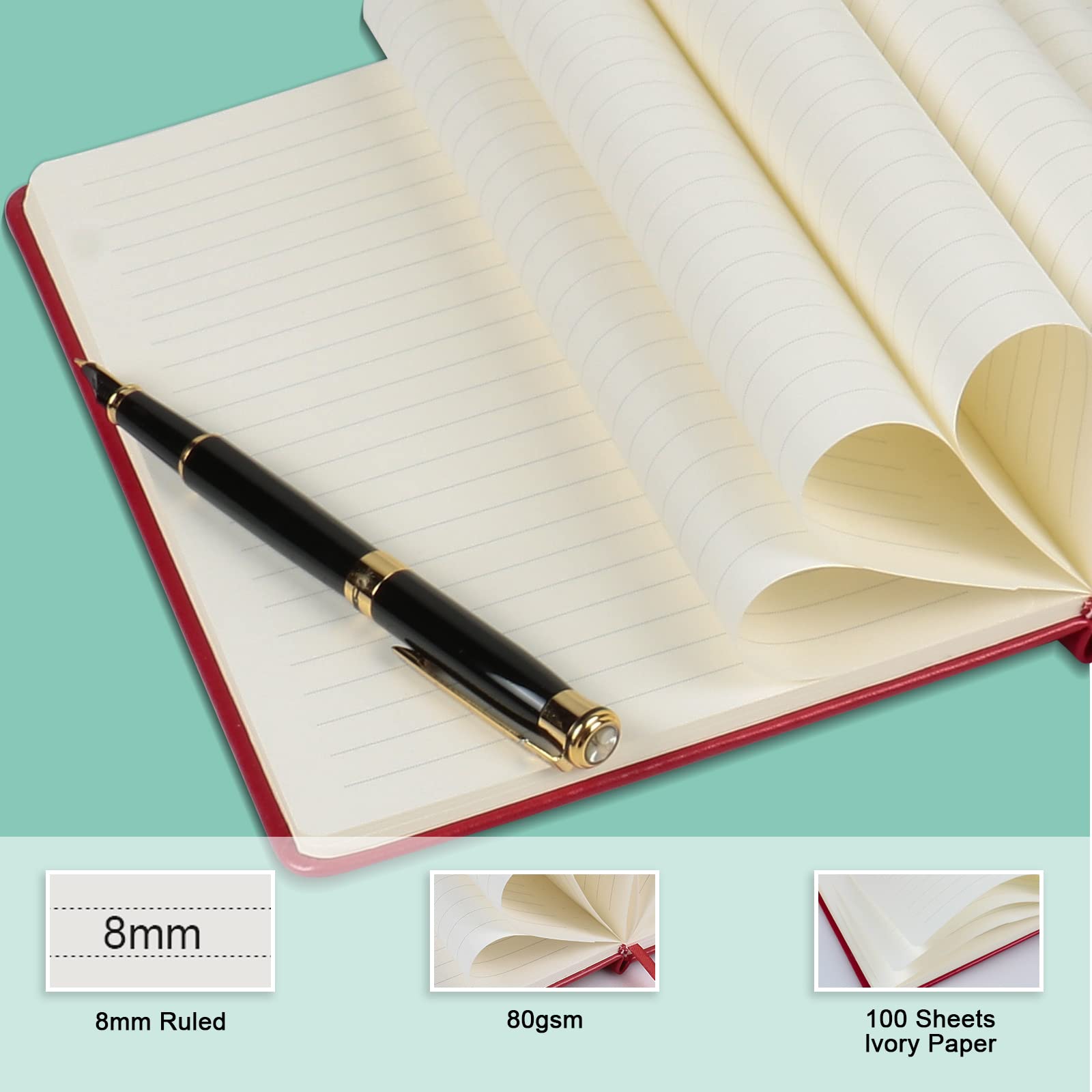 Premium Leather Lined Journal Notebook for Women & Men - 8.3