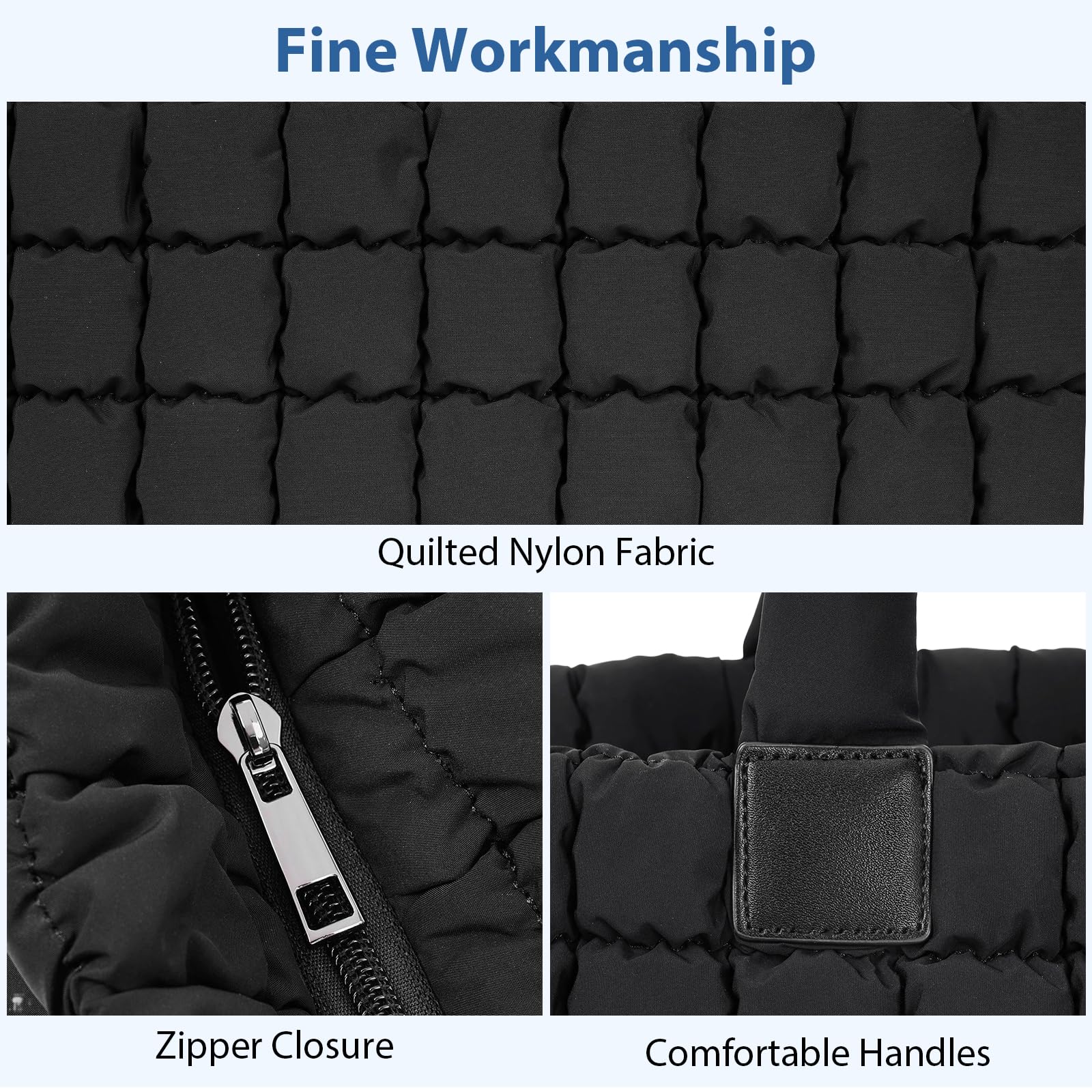 Juoxeepy Quilted Puffer Tote Bag for Women - Stylish Laptop Work Bag with Multiple Compartments | Perfect for Office, Business Travel & Daily Commute