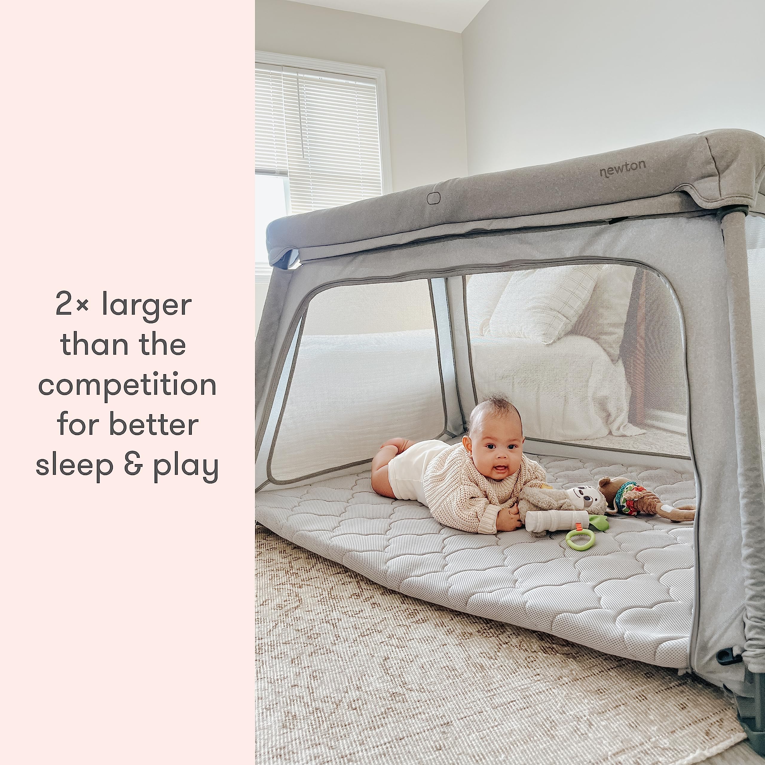 Newton Baby Bassinet Insert for Travel Crib & Playard - Breathable Mesh Bassinet with Mattress & Sheet for Newborns up to 15 lbs | Washable Dual-Layer Cover | Portable Infant Sleeper for Nursery, Travel & Bedside Use