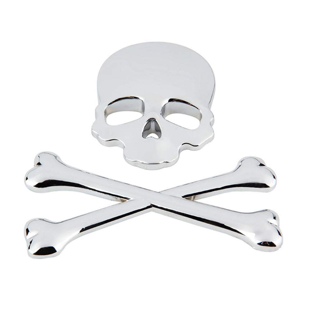 Premium Skull Metal Car Decal - Gold Skull Sticker for Cars, Trucks & Motorcycles - Durable Automotive Badge for Personalization & Style Enhancement