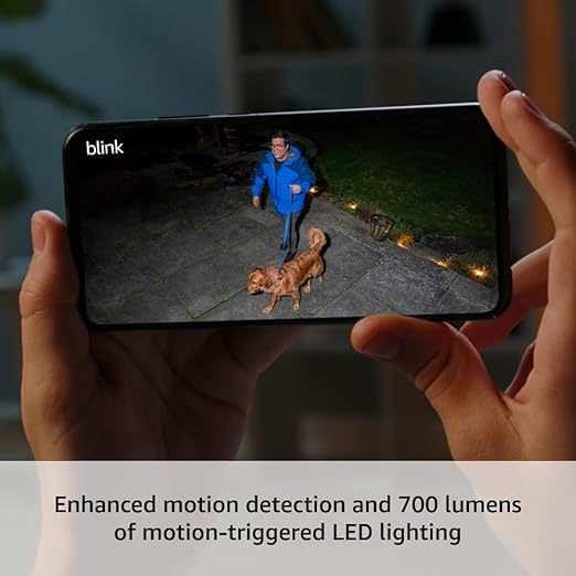 Blink Outdoor 4 Floodlight Camera with 1-Year Subscription – Wireless Smart Security Camera, 700 Lumens, 2-Year Battery Life, HD Live View, Enhanced Motion Detection, Alexa Compatible – Ideal for Home Security, Garage Protection & Backyard Monitoring (1 Camera System)
