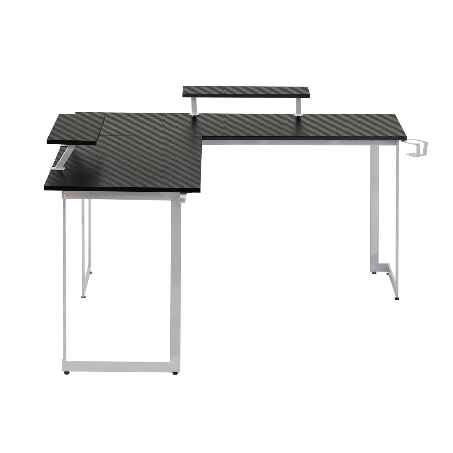 Warrior L-Shaped Gaming Desk - Black MDF Top & Steel Frame for Home Office