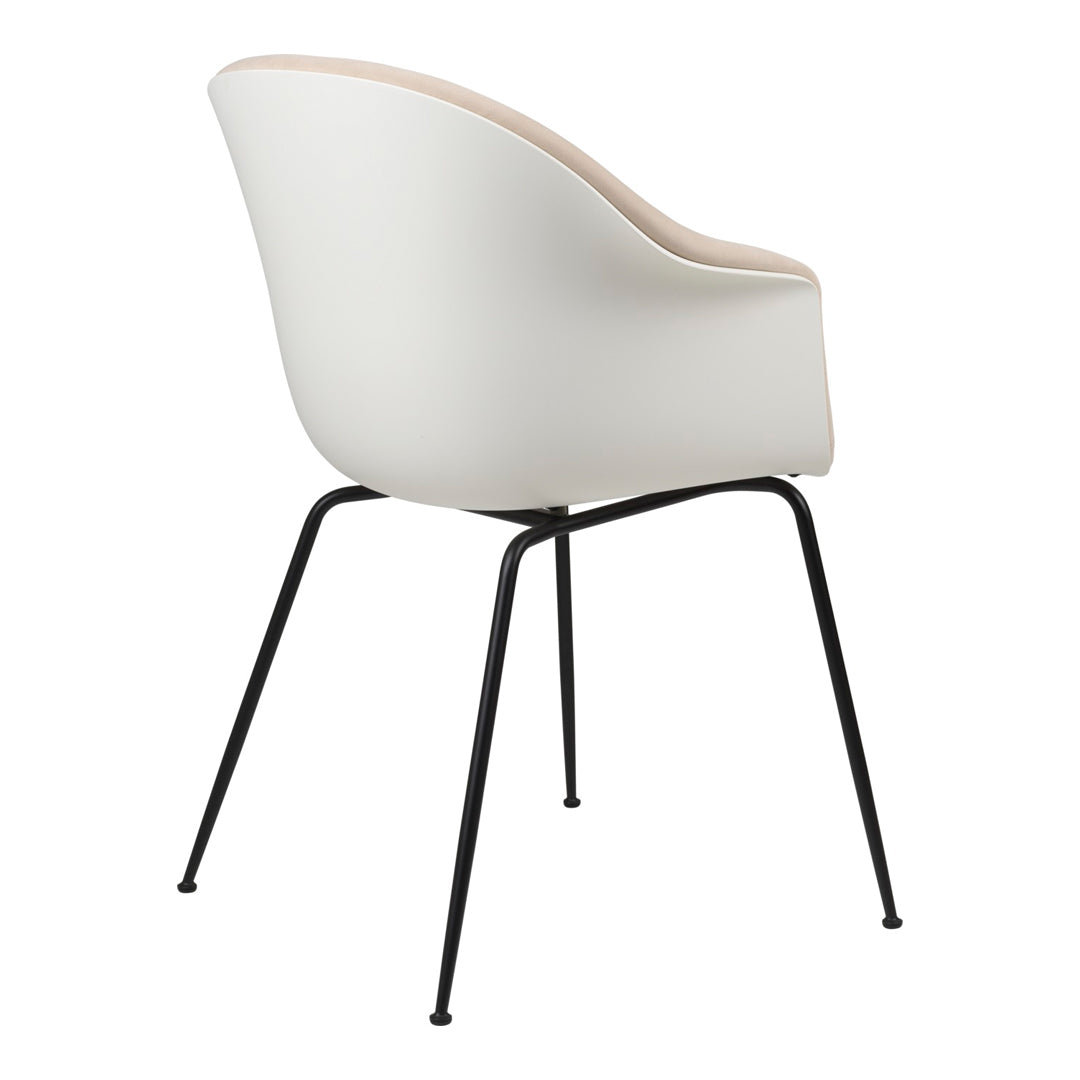 Modern Bat Dining Chair with Black Matte Conic Base & Front Upholstery - Perfect for Kitchen, Dining Room, and Restaurant Settings