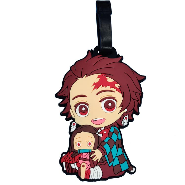 Cute Anime Character Silicone Luggage Tags for Suitcases - Large Funny Travel ID Tags for Kids, Women, Girls & Men - Perfect for Airports, Cruise Ships & Vacation Identification (XLP-0611-6)