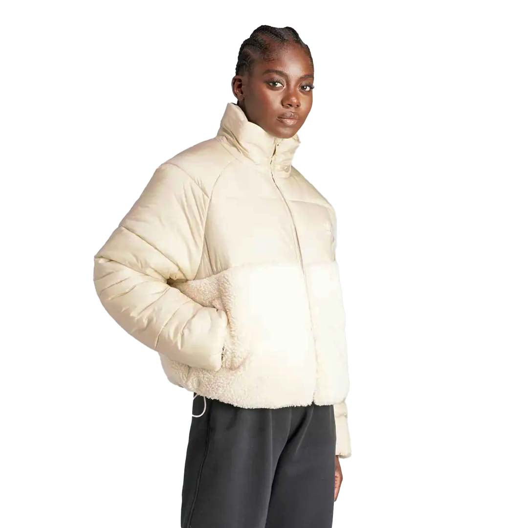 Adidas Women's Polar Puffer Jacket - Lightweight Winter Coat with Water-Resistant Shell, Hood & Zipper Pockets (IS5256) - Perfect for Skiing, Snowboarding & Cold Weather Outdoor Activities