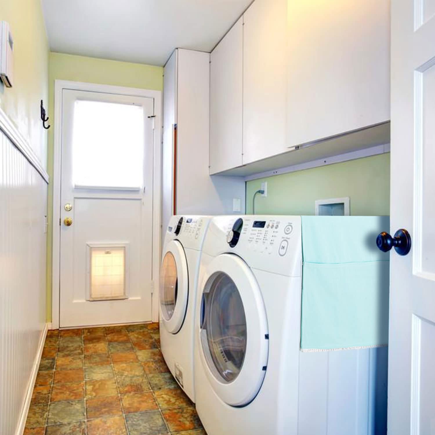 SWISSELITE Washer and Dryer Top Cover - Waterproof Washing Machine Dust Protector with 12 Side Storage Pockets - Universal Fit for Laundry Room & Kitchen Appliances - Perfect for Home Organization and Dust Protection