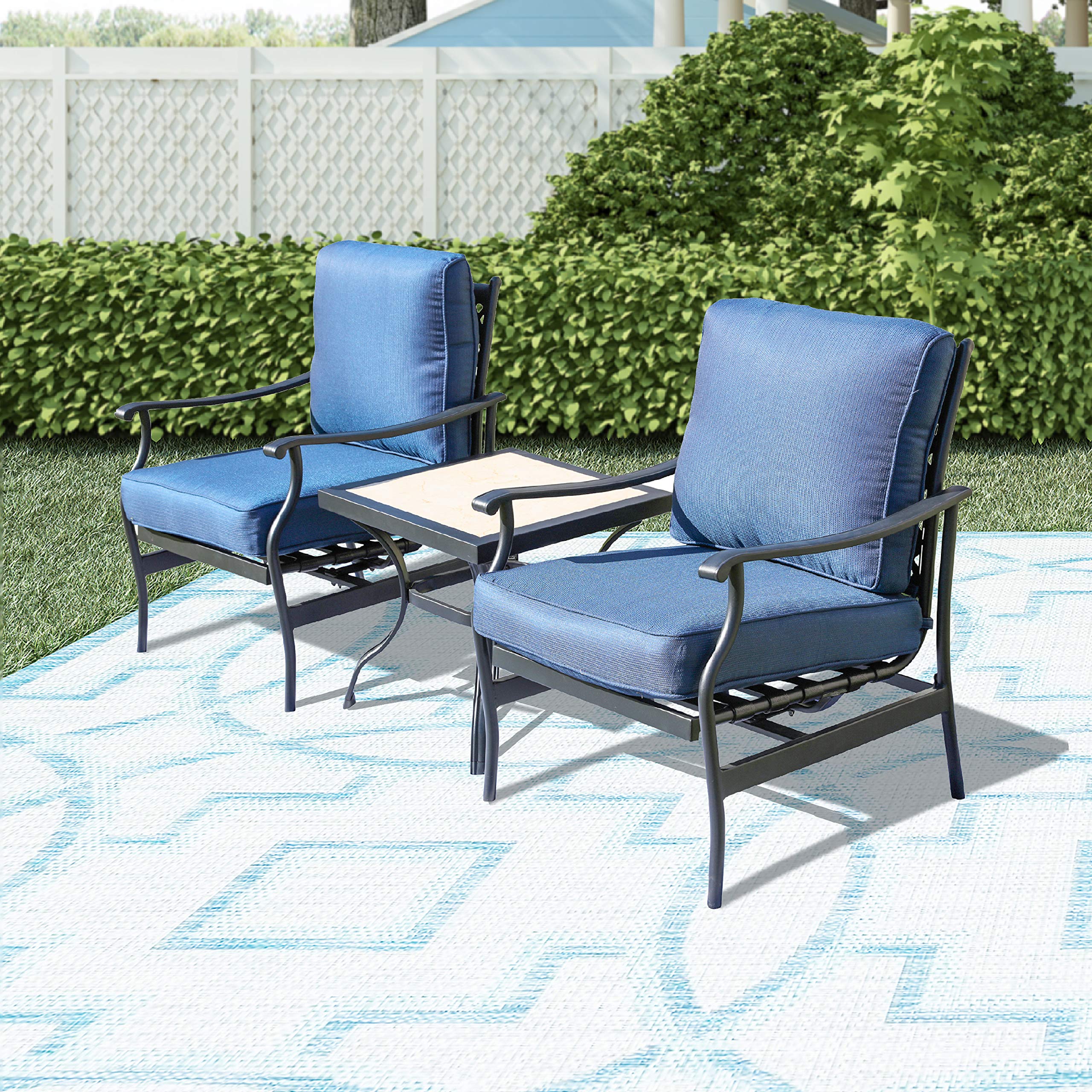 LOKATSE HOME 3-Piece Outdoor Patio Furniture Set - 2 Bistro Chairs & 21