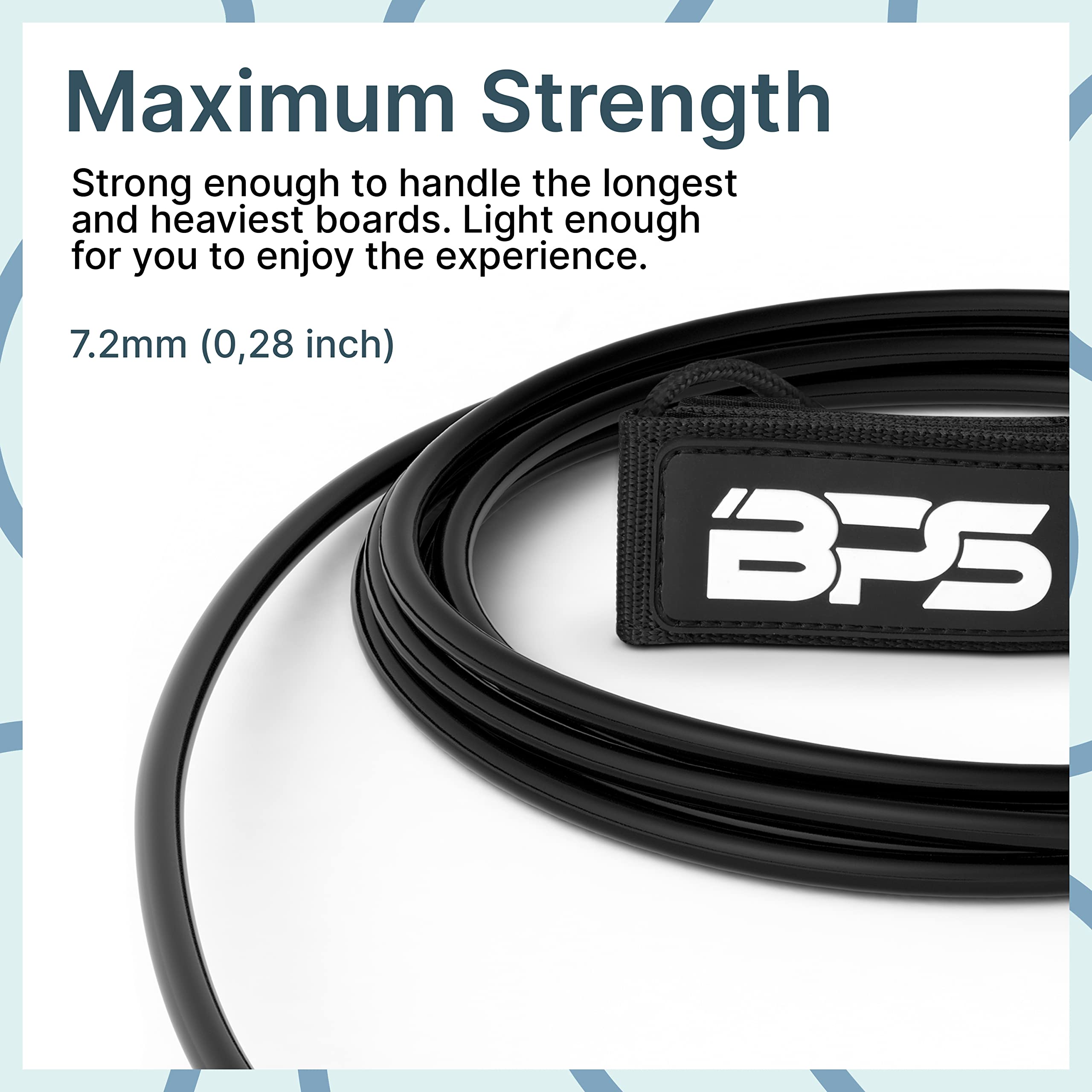 Premium BPS New Zealand 'Storm' Surfboard Leash - 7.2mm & 8mm Thickness Options, 6ft to 10ft Lengths (6/7/8/9/10 ft) - Durable Leg Rope Strap for All Surfboards - Perfect for Big Waves, Reef Breaks & Everyday Surfing
