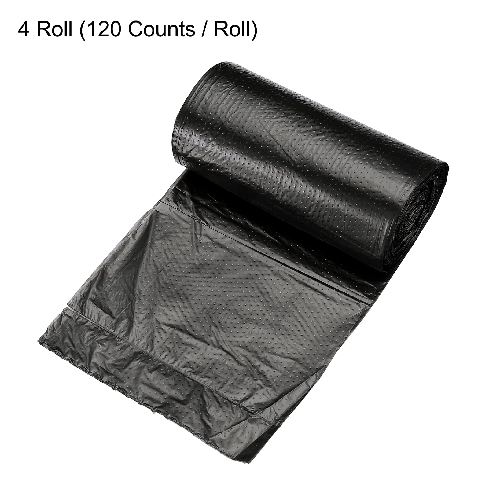 Meccanity 0.5 Gallon Small Trash Bags - 4 Rolls (120 Count) Mini Garbage Bags for Desktop Waste Bins, Office, Bathroom & Car - Black