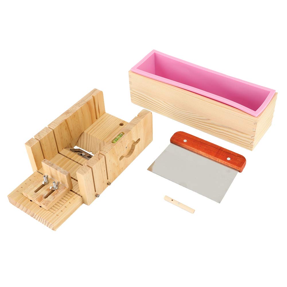Premium Mootea Soap Cutter Box - Beech Wood Soap Making Kit with 1.2kg Toast Mold & Stainless Steel Soap Knife - DIY Soap Craft Supplies for Home, Gifts & Professional Use