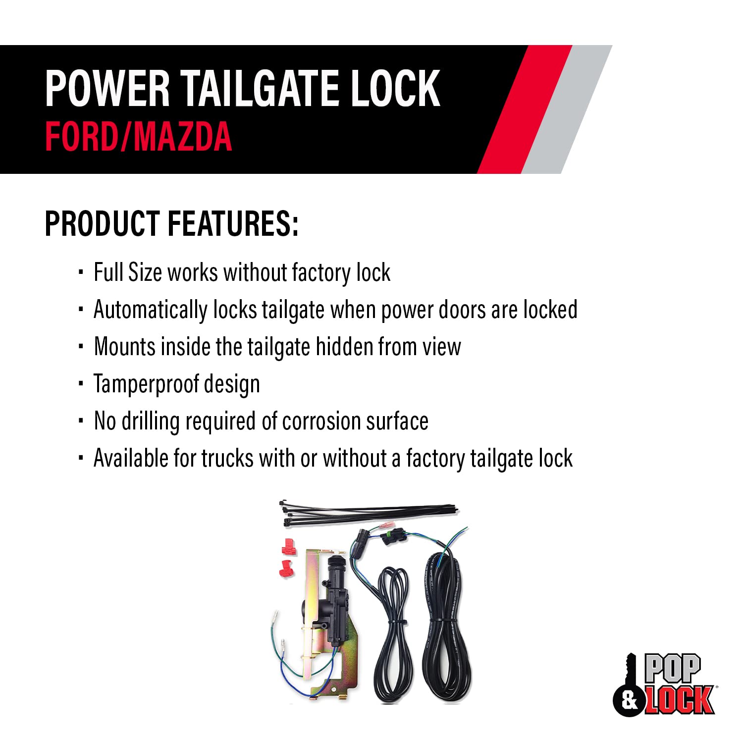 Pop & Lock PL8200 Power Tailgate Lock for Ford F150 (1997-2004) - Compatible With or Without OEM Manual Lock | Secure Truck Bed & Prevent Theft | Perfect for Camping, Work Sites & Outdoor Adventures