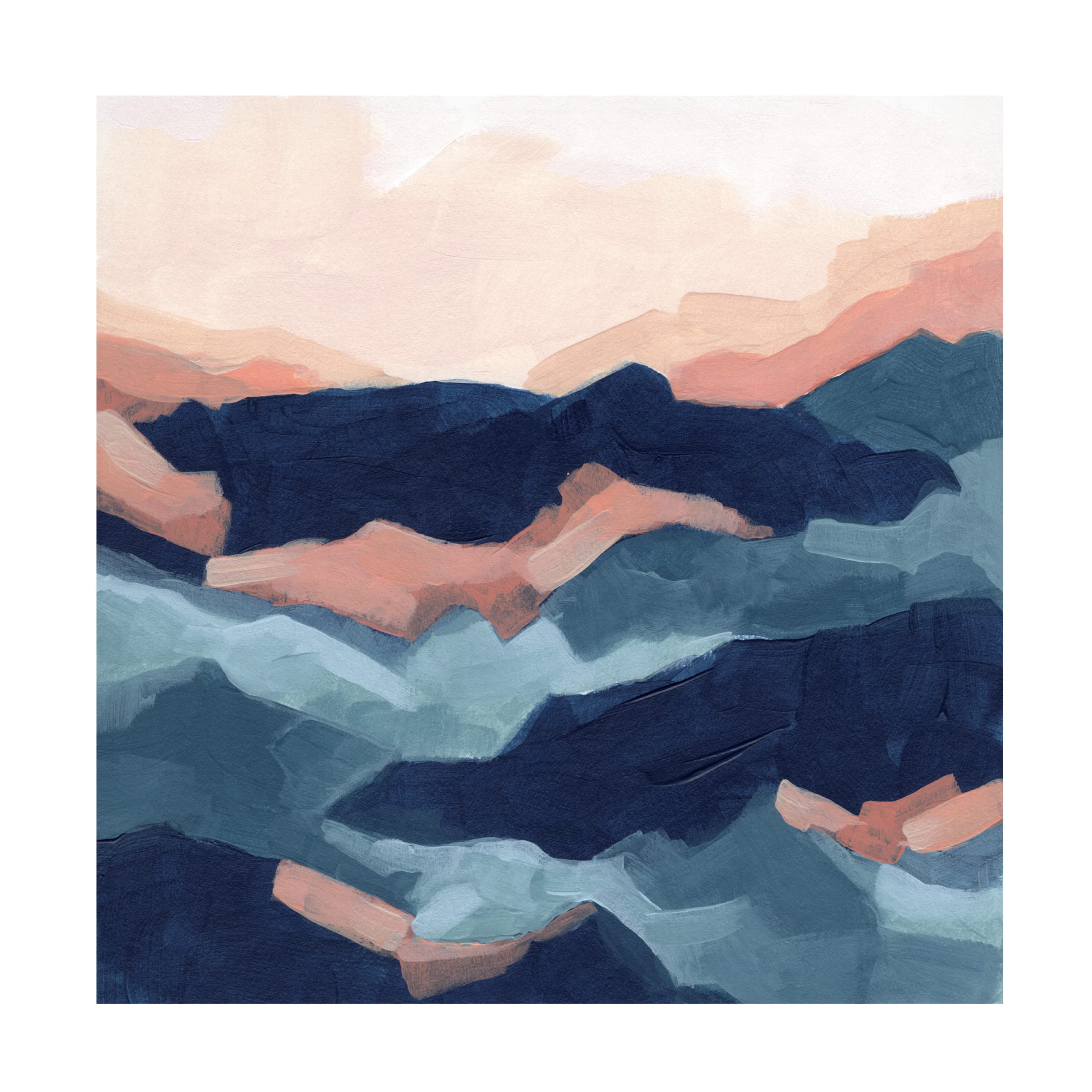 Trademark Fine Art 'Bluescape I' Canvas Art Print by June Erica Vess - Blue Abstract Landscape Wall Decor for Living Room, Bedroom & Office