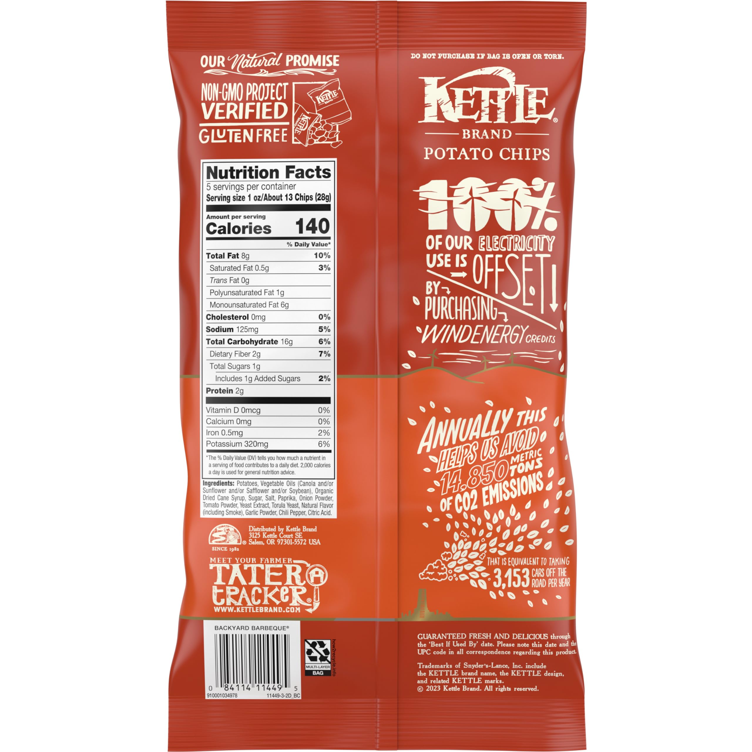 Kettle Brand Backyard Barbeque Kettle Cooked Potato Chips - 5 Oz Bag | Crunchy Snack for Parties, Picnics & Game Nights