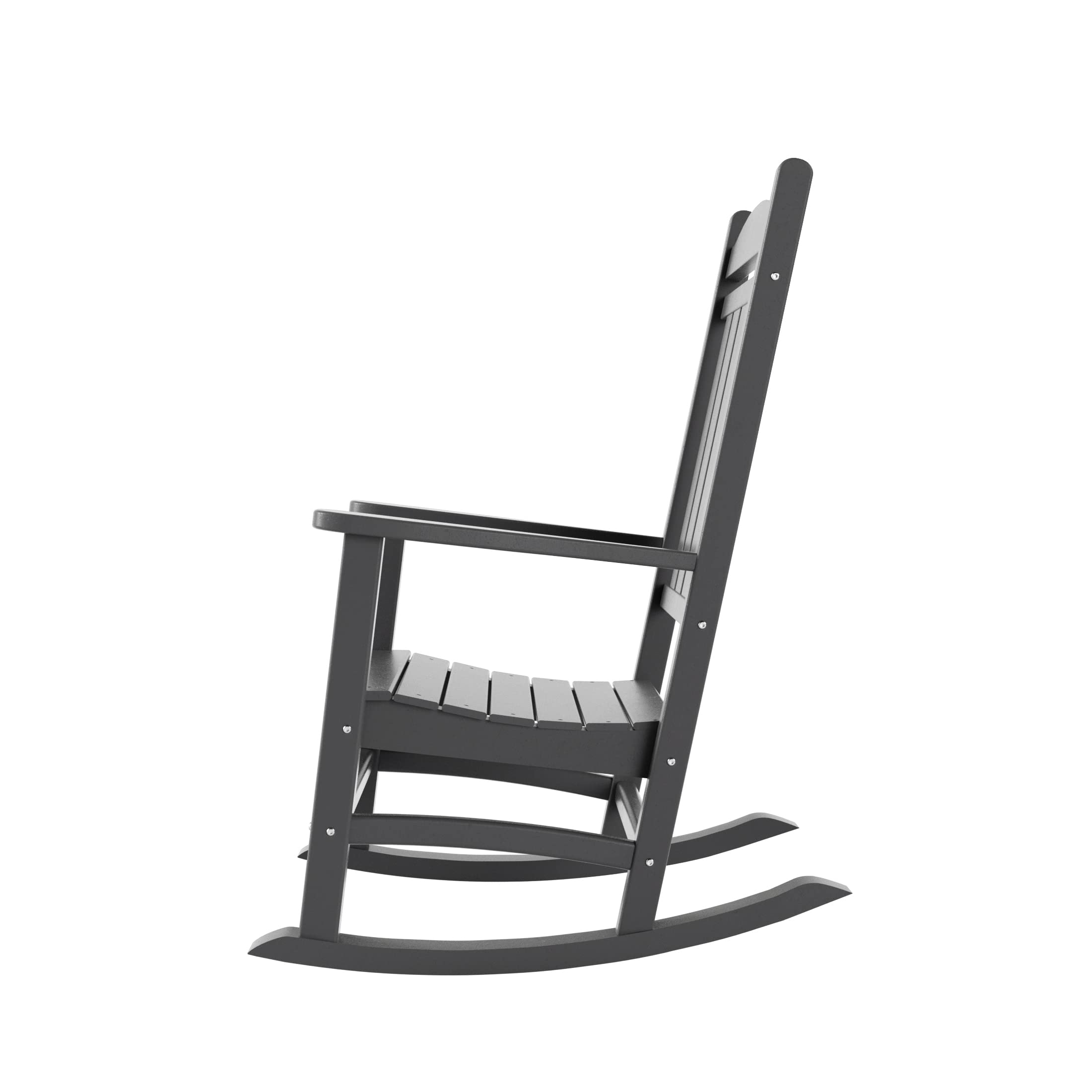 **WO HDPE Outdoor Rocking Chair Set - 3-Piece Traditional Patio Furniture for Garden, Porch & Backyard (Grey) - Relaxing Rocking Chairs for Comfortable Lounging**