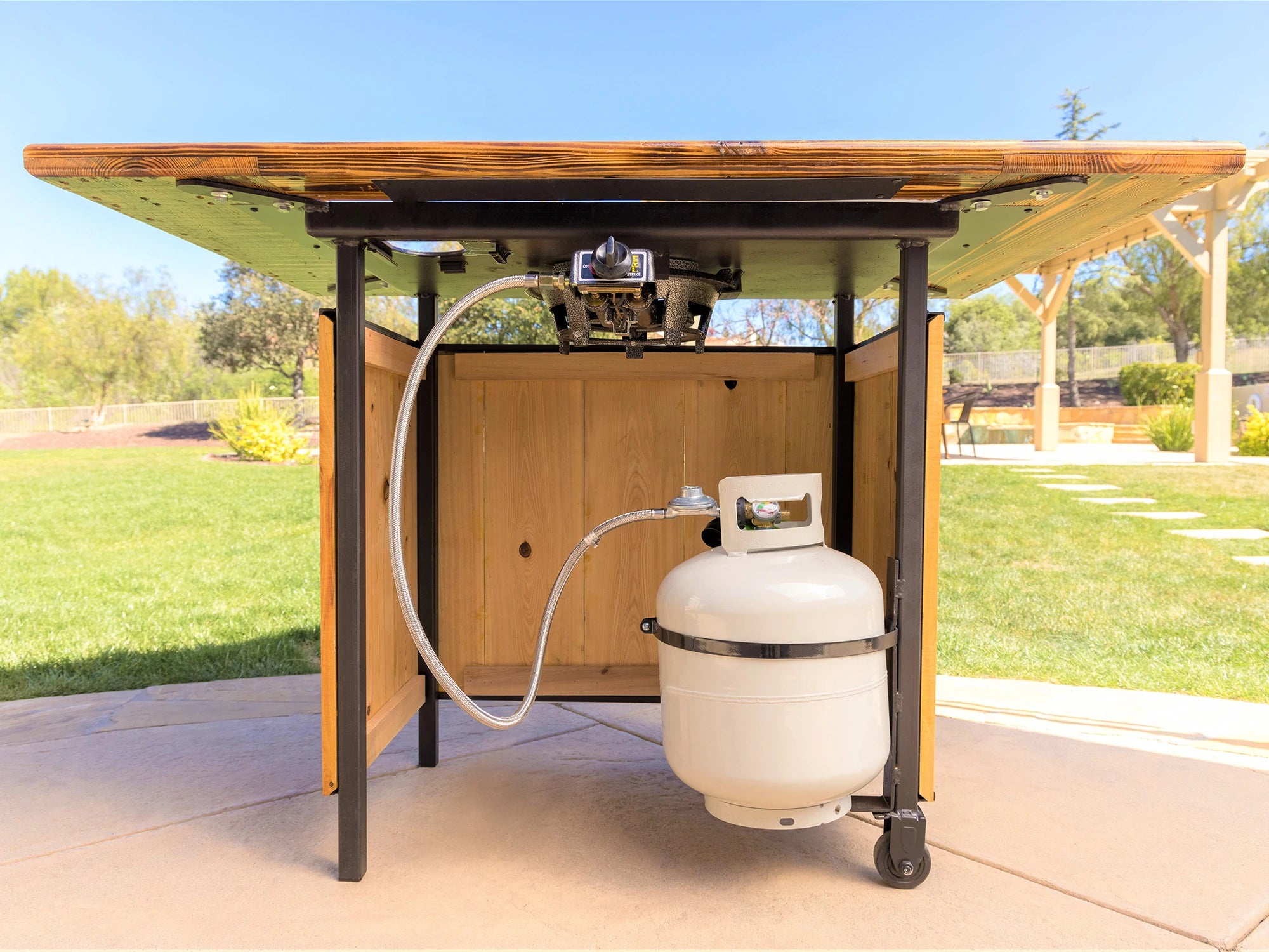 Premium Mahogany Backyard Hibachi Grill – Portable Japanese BBQ Grill for Outdoor Cooking, Camping & Garden Parties