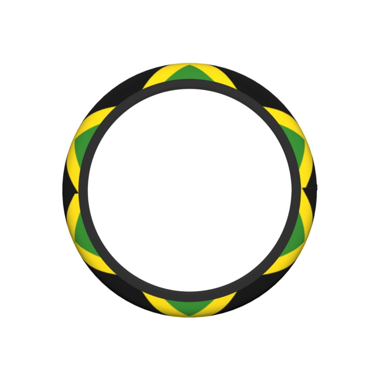 Jamaican Flag Steering Wheel Cover - Non-Slip, Durable Universal 15 Inch Car Accessory for Cars, Trucks & SUVs - Perfect for Caribbean Pride, Car Shows & Road Trips