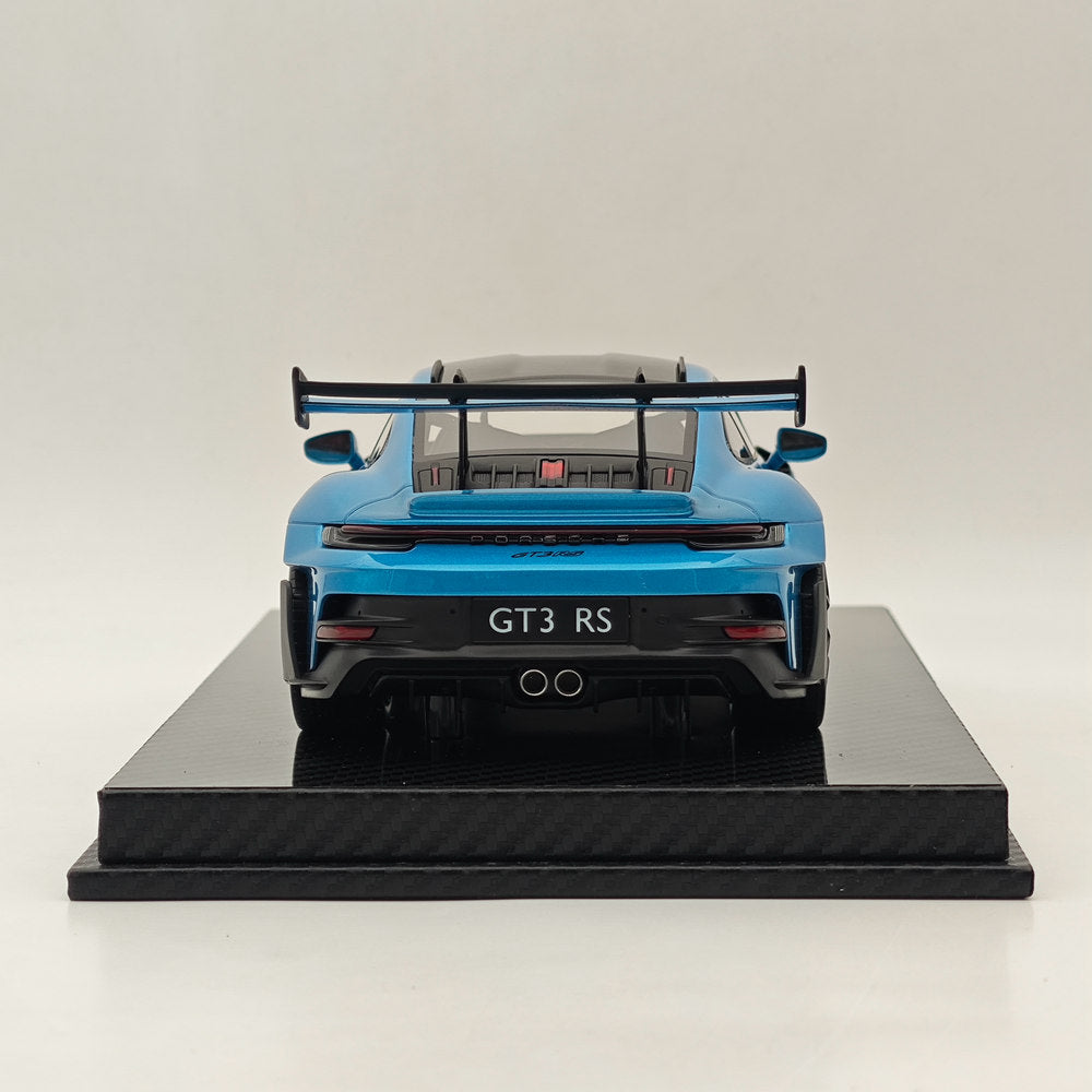 1/18 Scale Porsche 992 GT3 RS LCE Silver Blue Resin Die-Cast Model Car - High Quality Collectible for Display, Racing Enthusiasts & Car Lovers - Perfect for Home Office Decor, Gift Giving & Model Car Collections