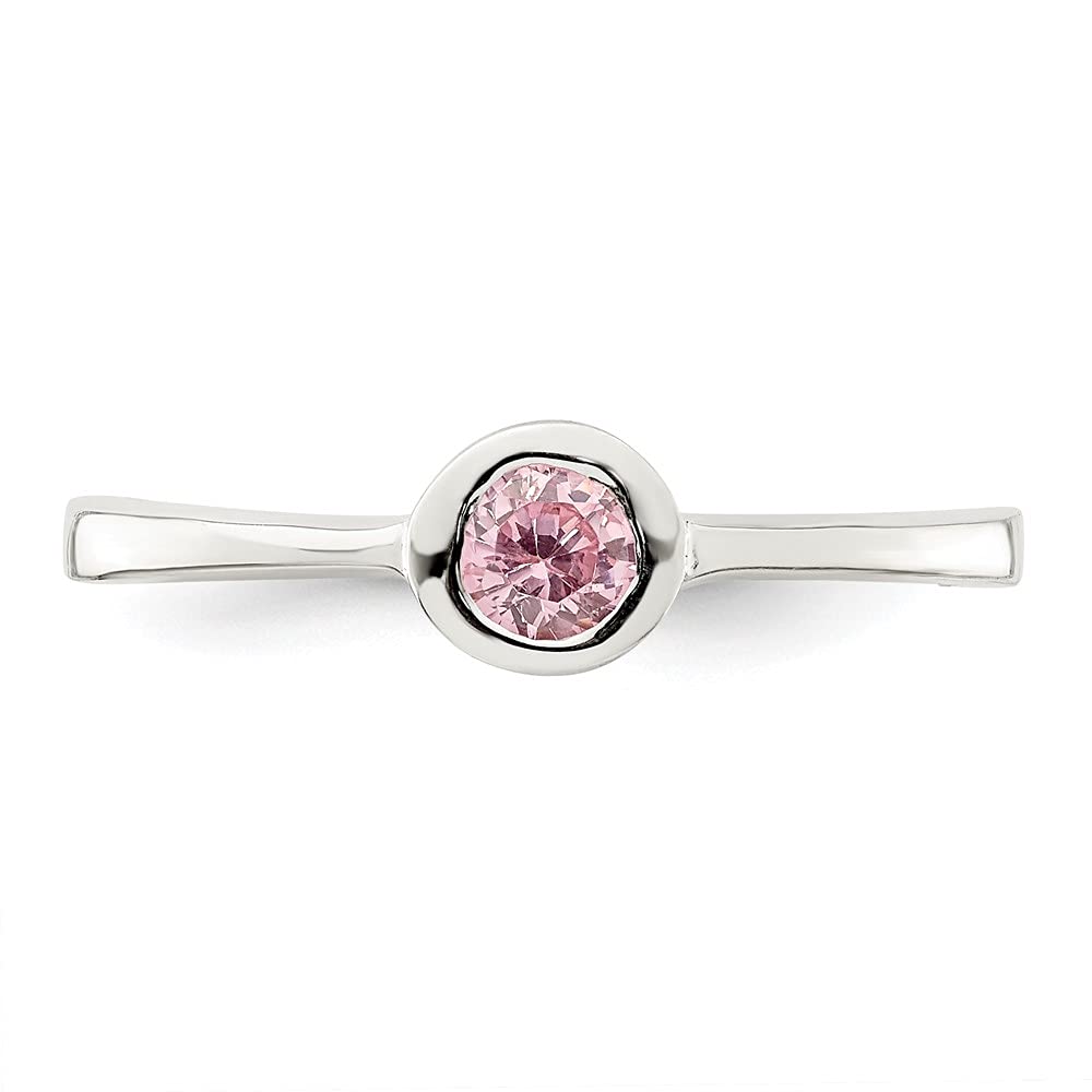 925 Silver Pink CZ Ring for Women - Elegant Gift for Her