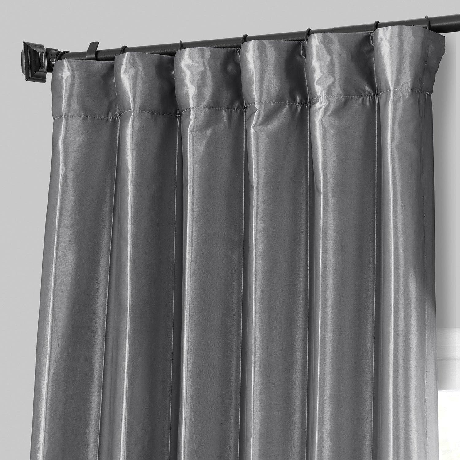 Platinum Solid Faux Silk Taffeta Blackout Curtains for Bedroom - Thermal Insulated Window Drapes for Living Room & Nursery