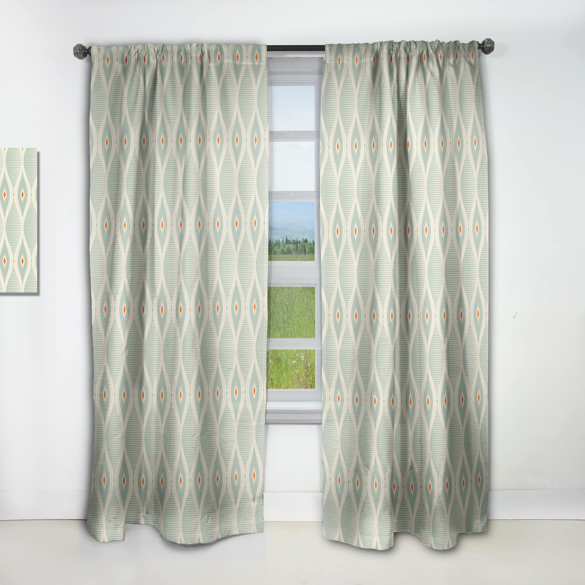 DesignQ Retro Abstract Drops VII Thermal Insulated Curtains - Single Panel 52x84 Inches - Blackout Drapes for Bedroom & Living Room - Perfect for Home Decor & Light Control