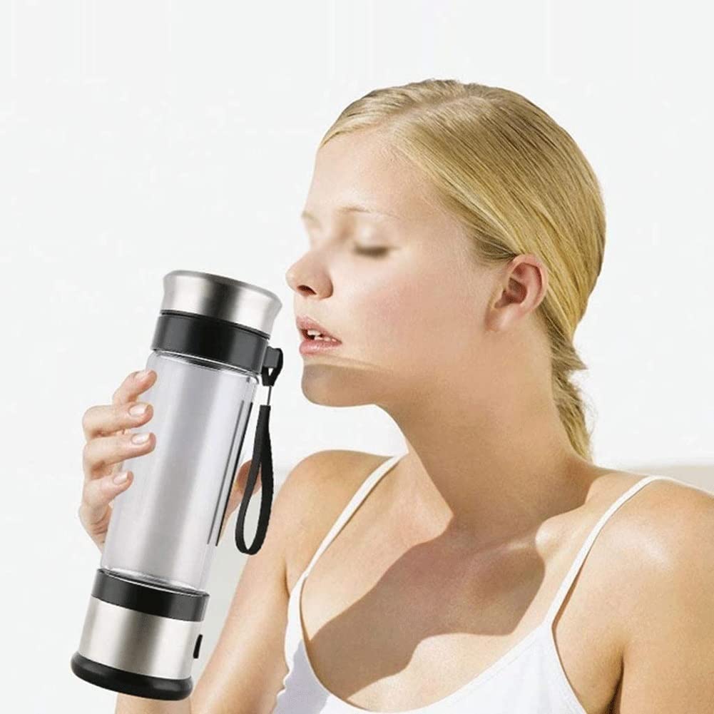 Portable Hydrogen Water Bottle - USB Rechargeable Alkaline Water Ionizer Generator with Glass Flask | Hydrogen Rich Water Maker for Anti-Aging & Antioxidant Benefits | Perfect for Travel, Gym, and Daily Hydration