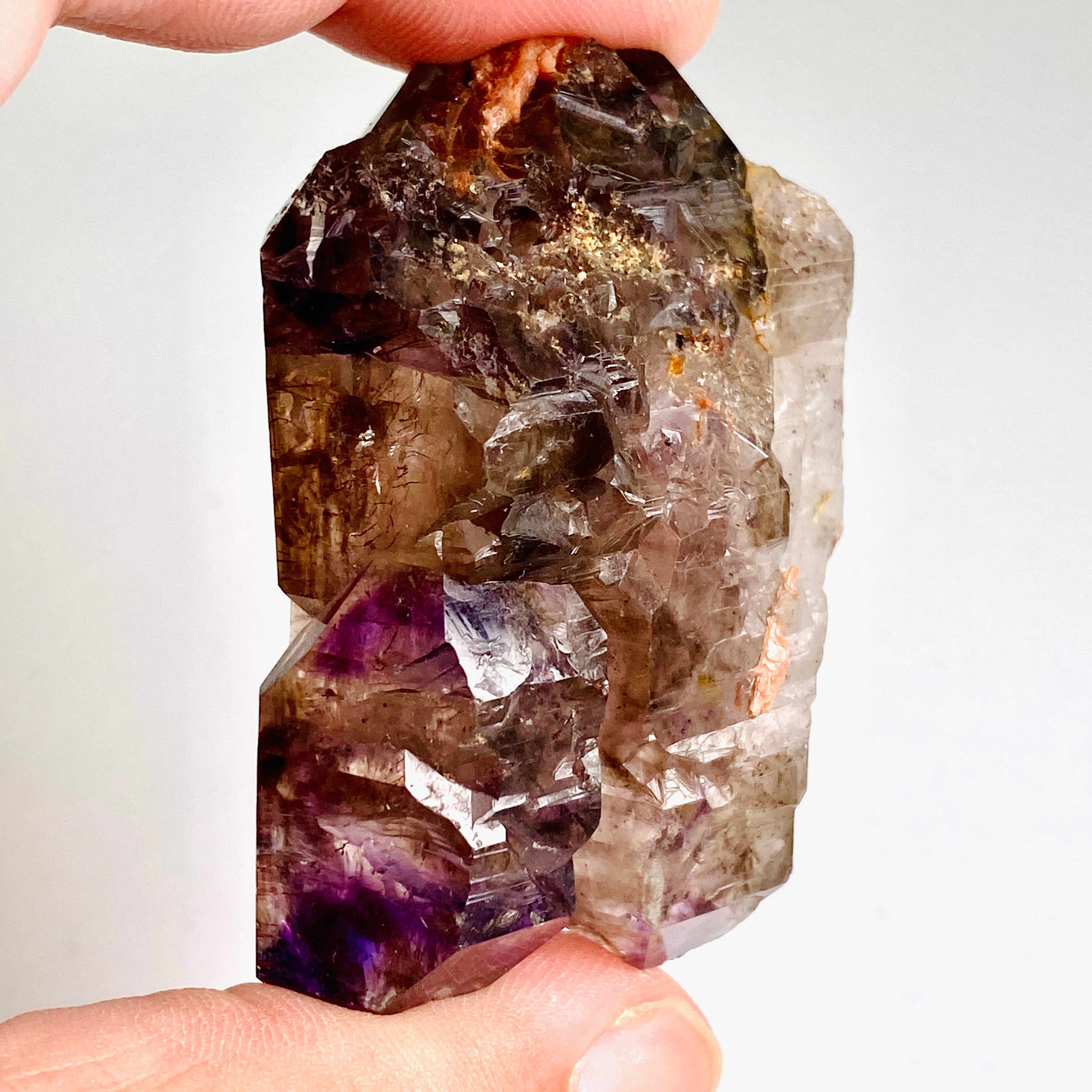 Natural Smokey Amethyst Elestial Crystal with Unique Inclusions - Similar to Super Seven & Brandberg (CR3725) - Perfect for Meditation, Energy Healing & Crystal Collection
