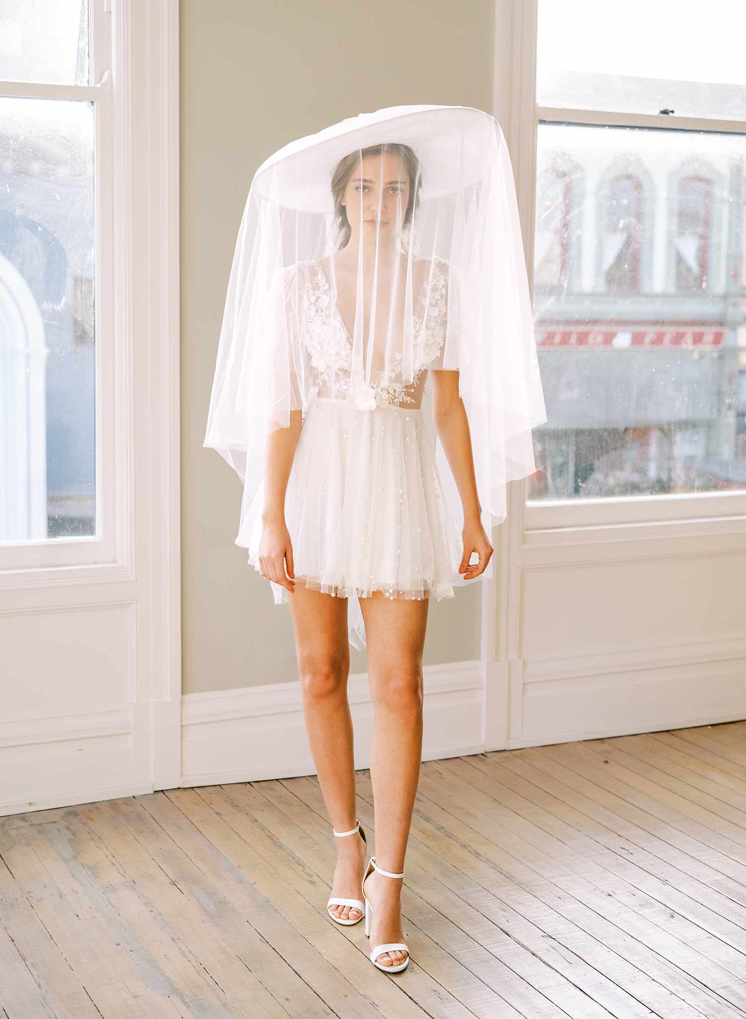 Dream Cloud Bridal Hat with Veil - Elegant Wedding Headpiece Style #2456 | Perfect for Bridal Showers, Ceremonies & Photo Shoots
