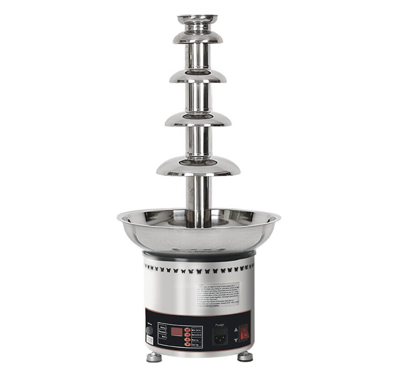 5-Tier Electric Chocolate Fountain Machine 110V - 12kg Capacity, Digital Heating for Melting Chocolate, Perfect for Parties, Weddings & Dessert Buffets