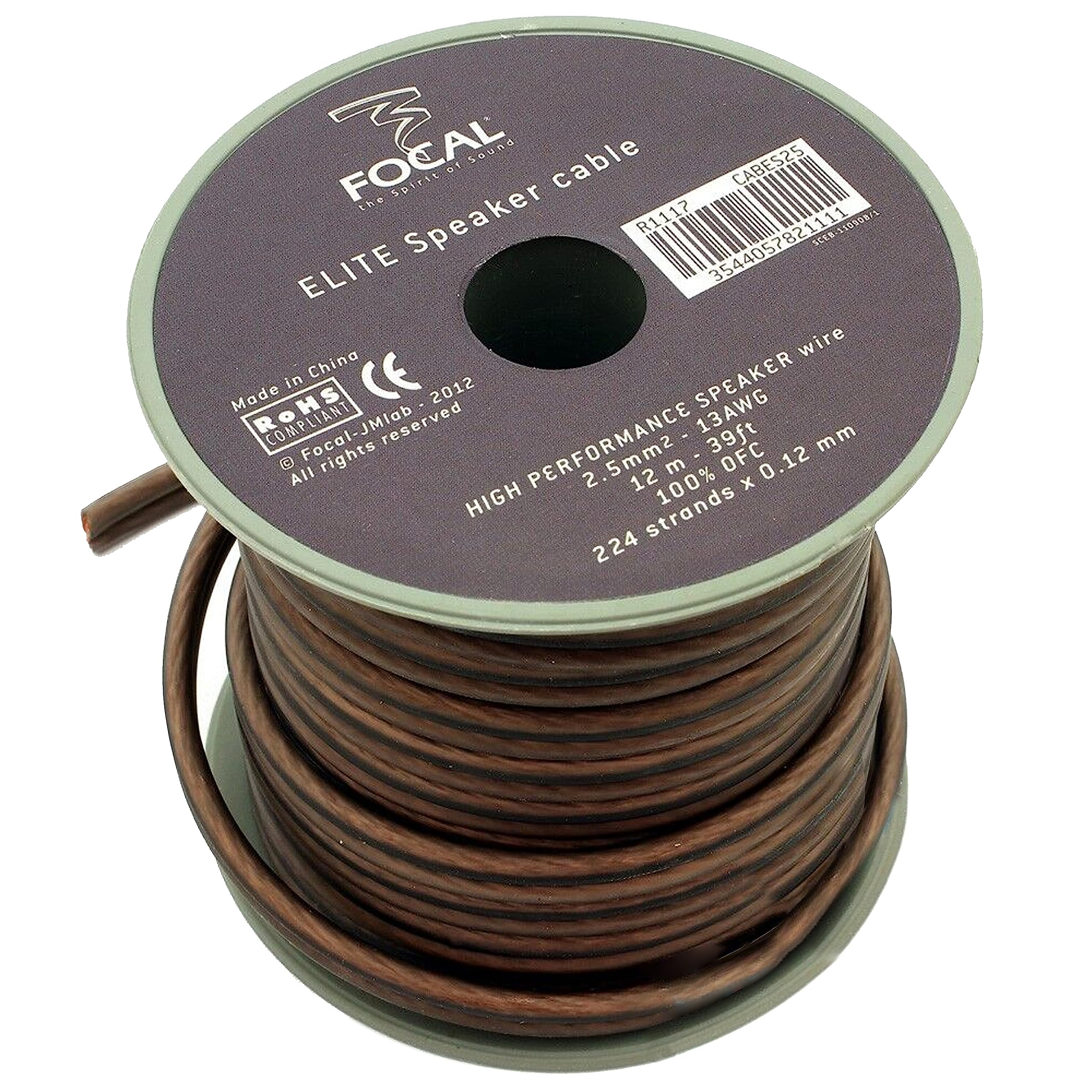 Focal ES25 12M (39.37 Feet) Elite Series High-End Speaker Cable - Premium Audio Cable for Focal Utopia & K2 Power Speakers - Perfect for Home Theater, Studio Monitoring & Audiophile Sound Systems